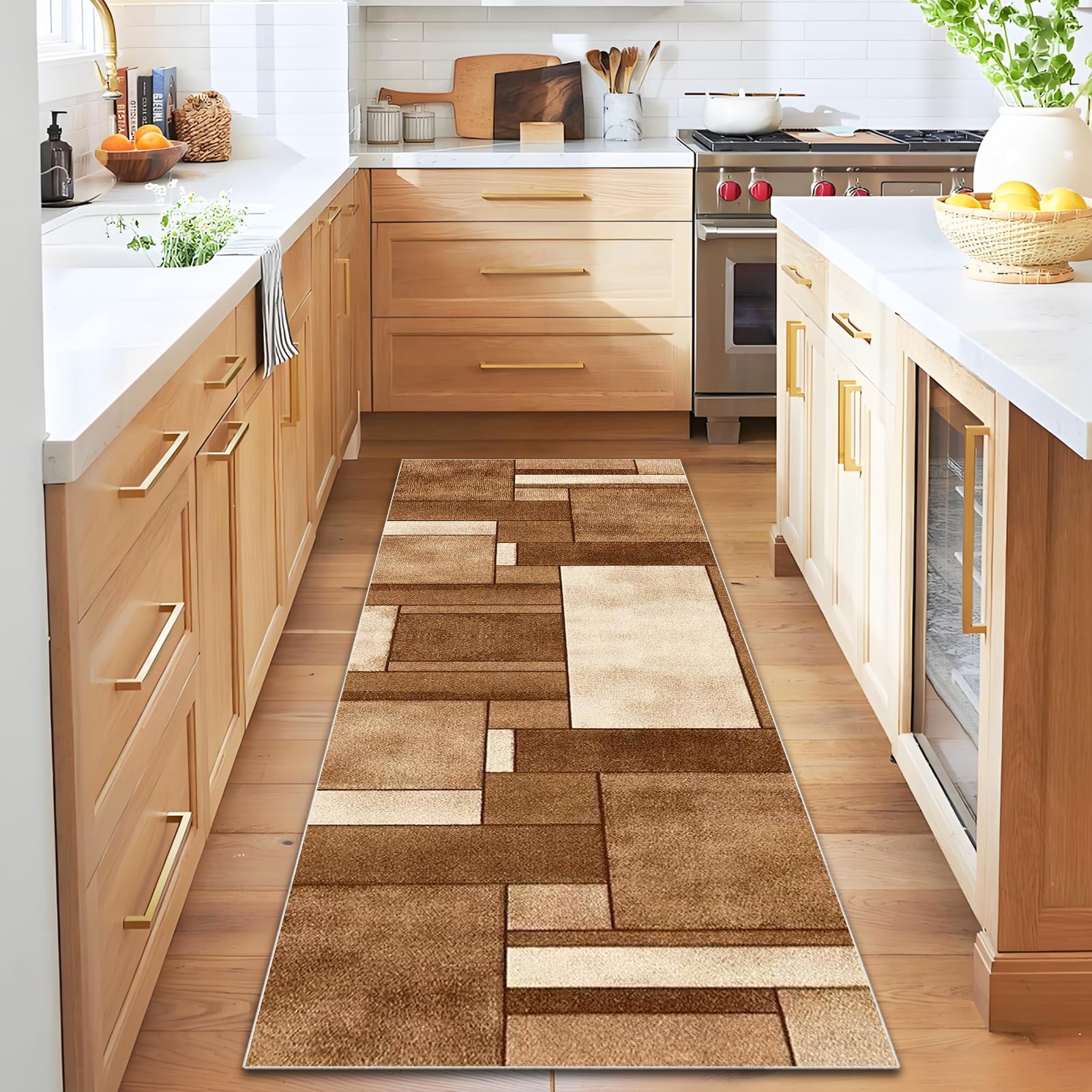 Qemgrste Hallway Runner Rug 60 x 120 cm Heavy Duty Entrance Mat Kitchen Mat Non-Slip Rubber Back Runner Trapper Carpet Water Washable Rug for Living Room Kitchen Hallway Absorbent Runner Mat