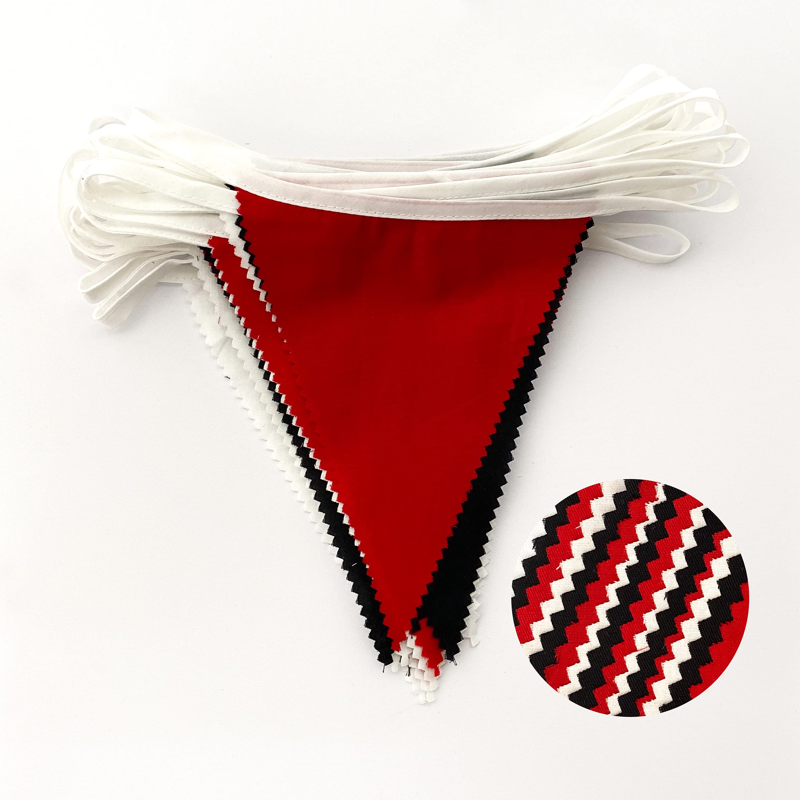 10M Rot Schwarz Weiß Banner Halloween Party Dekorationen Dreieck Flagge Stoff Wimpel Girlande Wimpelkette für Abschlussfeier Piraten Casino Micky Maus Thema Hängende Festival Dekoration