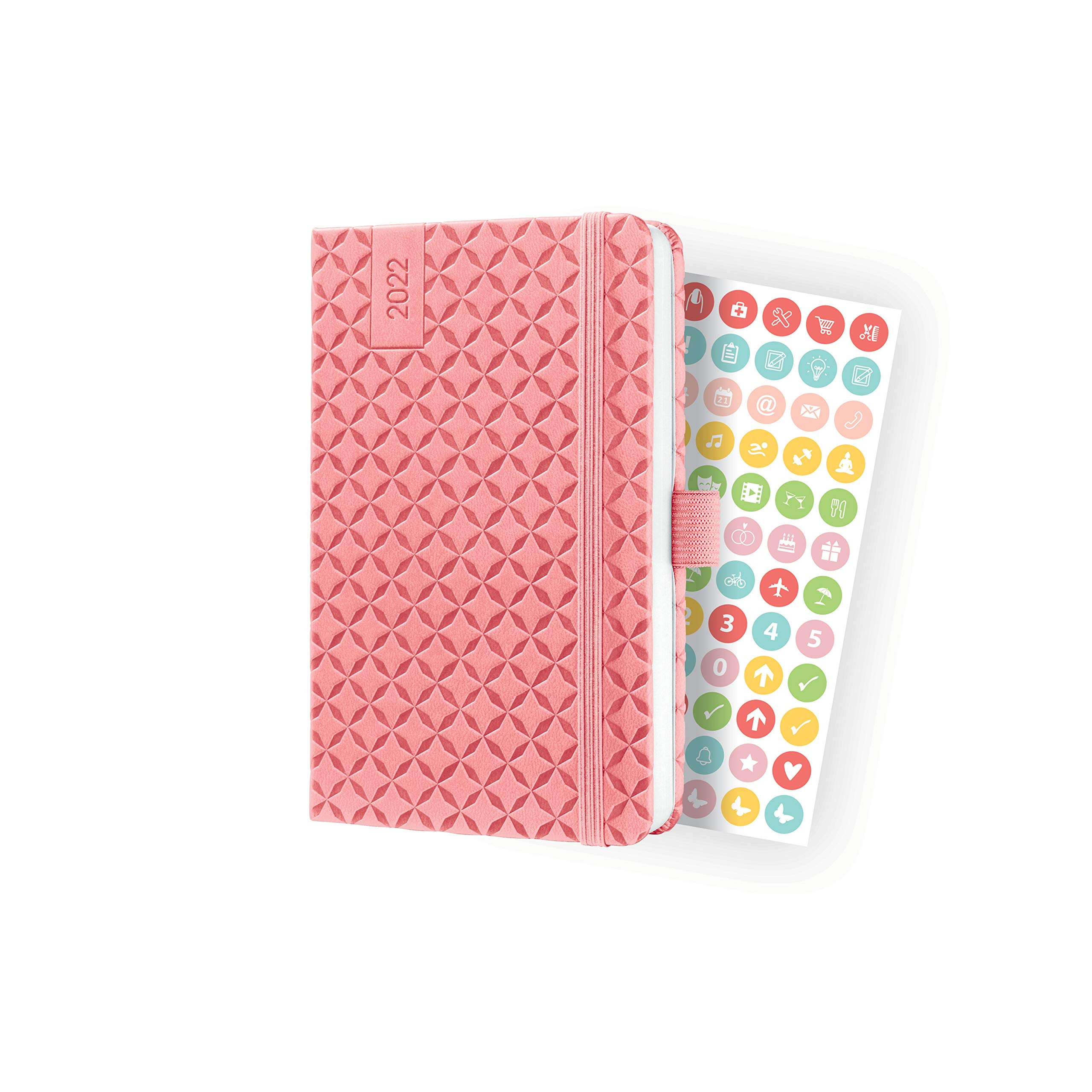 SIGEL J2110 Jolie 2022 Weekly Planner - Approx. A6 - Hardcover - 174 Pages - with Happy Calendar, Lots of Information and Practical Stickers - FSC-Certified - Organiser Planner