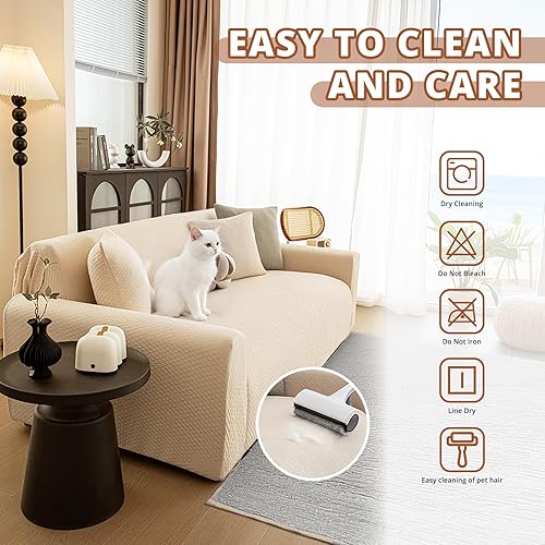Miniatura 8 de Fundas elásticas para sofá de 2 cojines, aptas para mascotas, lavables, protectores de muebles con parte inferior elástica para gatos y perros