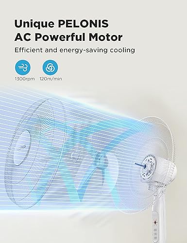 Miniatura 3 de PELONIS Ventilador oscilante de pie con control remoto de 16 pulgadas, temporizador de 7 horas, 3 velocidades y altura ajustable y ventilador de