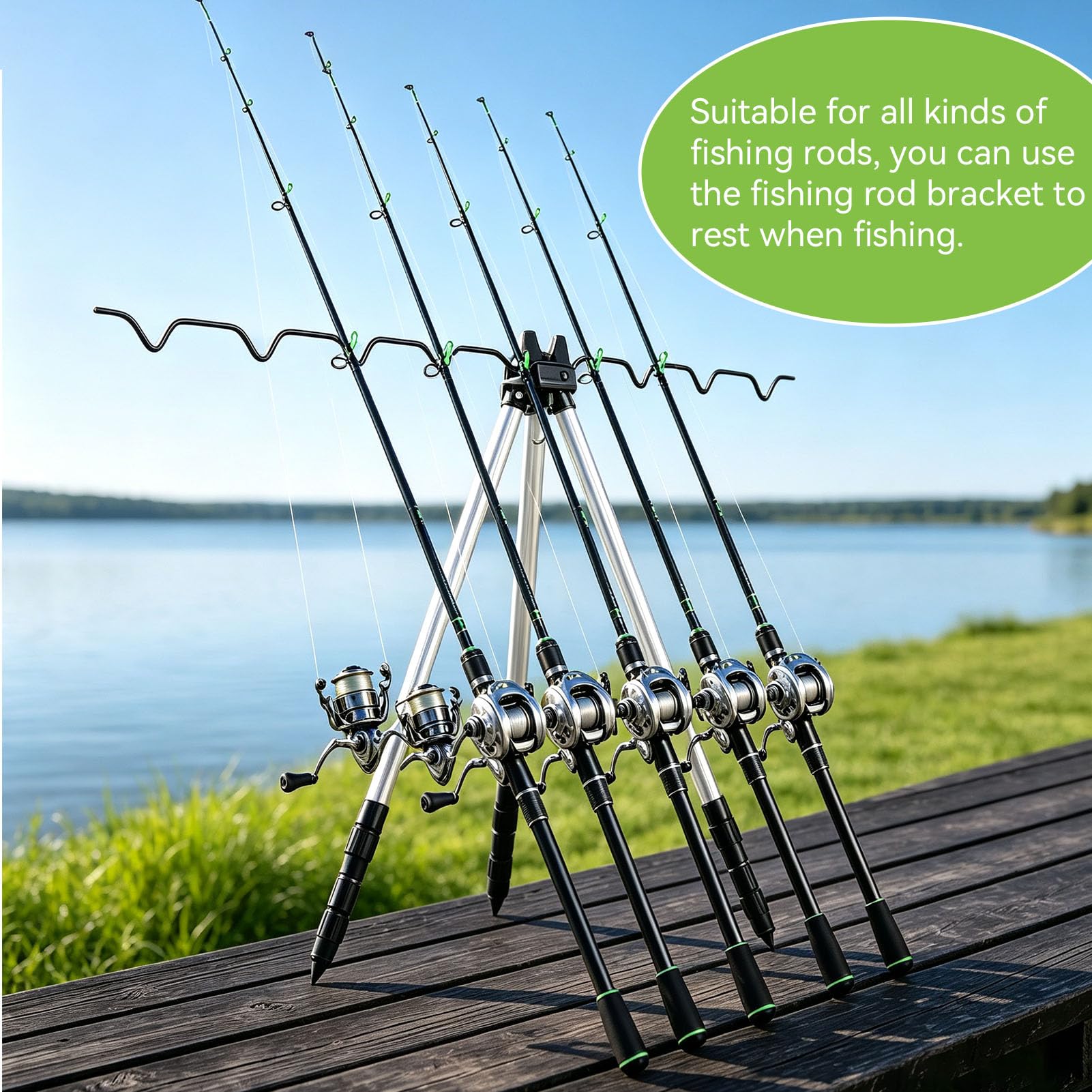 Rod Holders for Bank Fishing, Aluminum Alloy Fishing Rod Holder Ground Multifunctional Rod Tripod Fishing Support Stand
