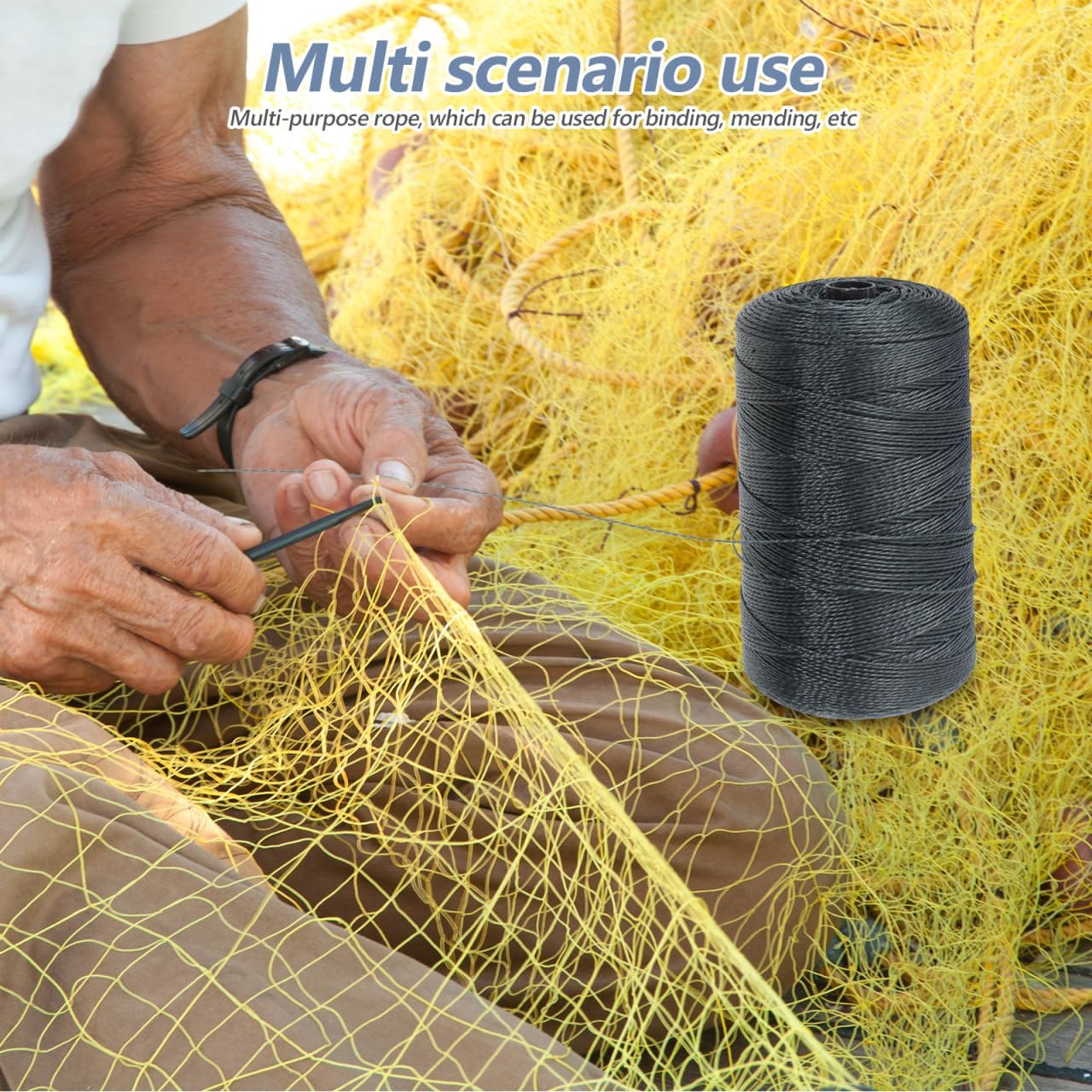 ARTIBETTER 2 Rolls Nylon Twine for Fishing Net Repair Heavy Duty Braided Fishing Line Multi Use Nylon String for Fixing Nets Shrimp Traps and Crabbing Gear 18 Strands Durable and