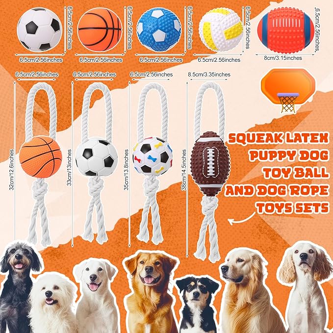 Set de 9 Juguetes de Látex para Perros con Cuerda y Chillido miniatura 2
