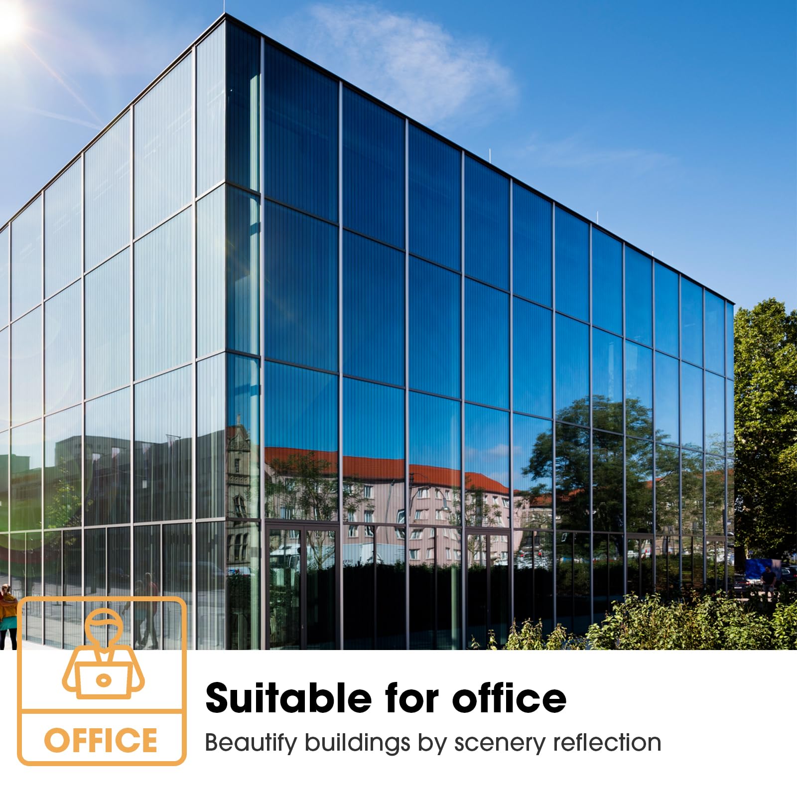 Coavas Film solaire effet miroir à sens unique avec contrôle de la chaleur - Non adhésif - Effet miroir - Film électrostatique - Réduction des reflets - Anti-UV - Pour fenêtre de maison et de bureau -