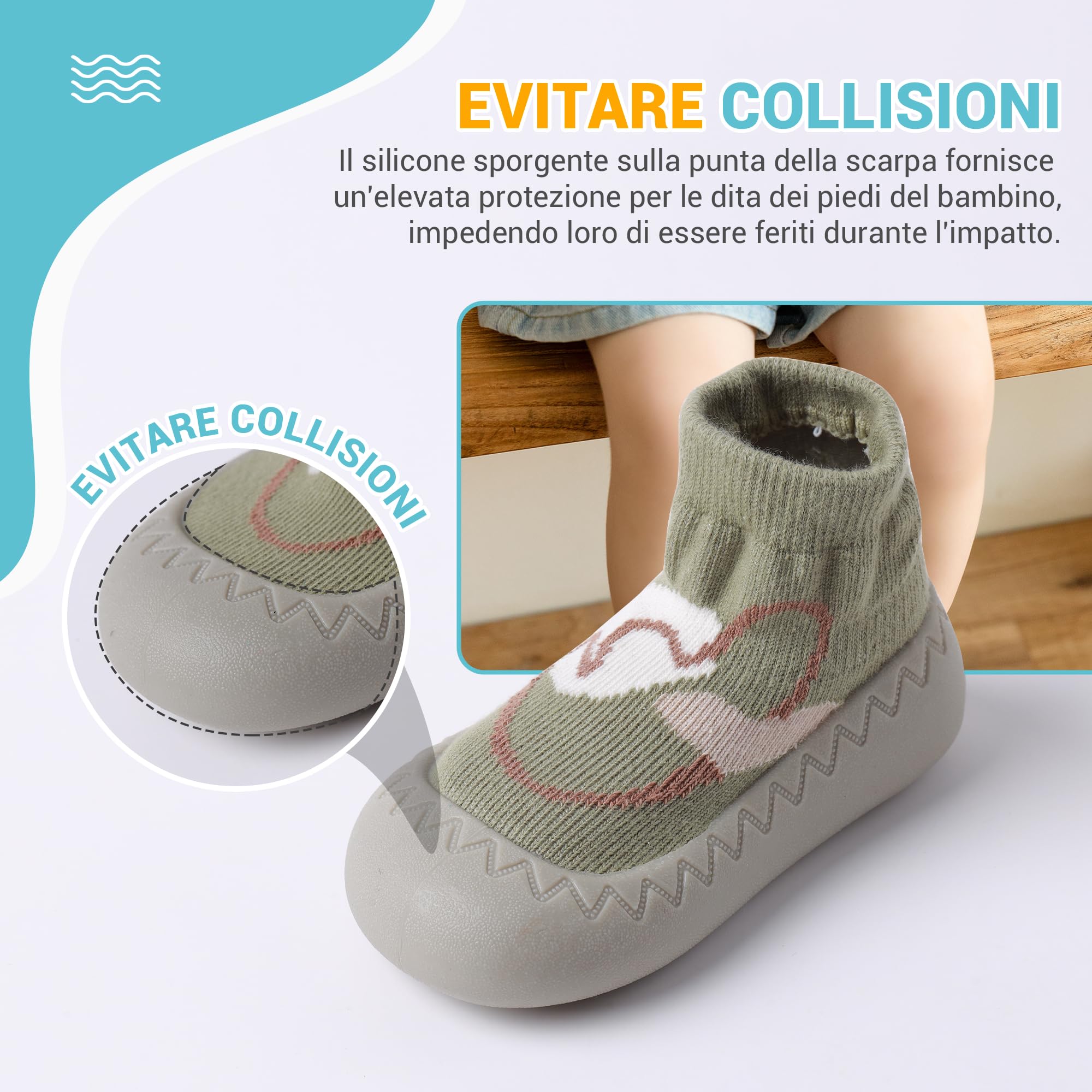 XQ&XG Calzini Scarpe Antiscivolo per Bambini, Scarpe Primi Passi Neonato, Suola Morbida Antiscivolo, Scarpe Traspiranti per Bambino Unisex Calzino Pantofole
