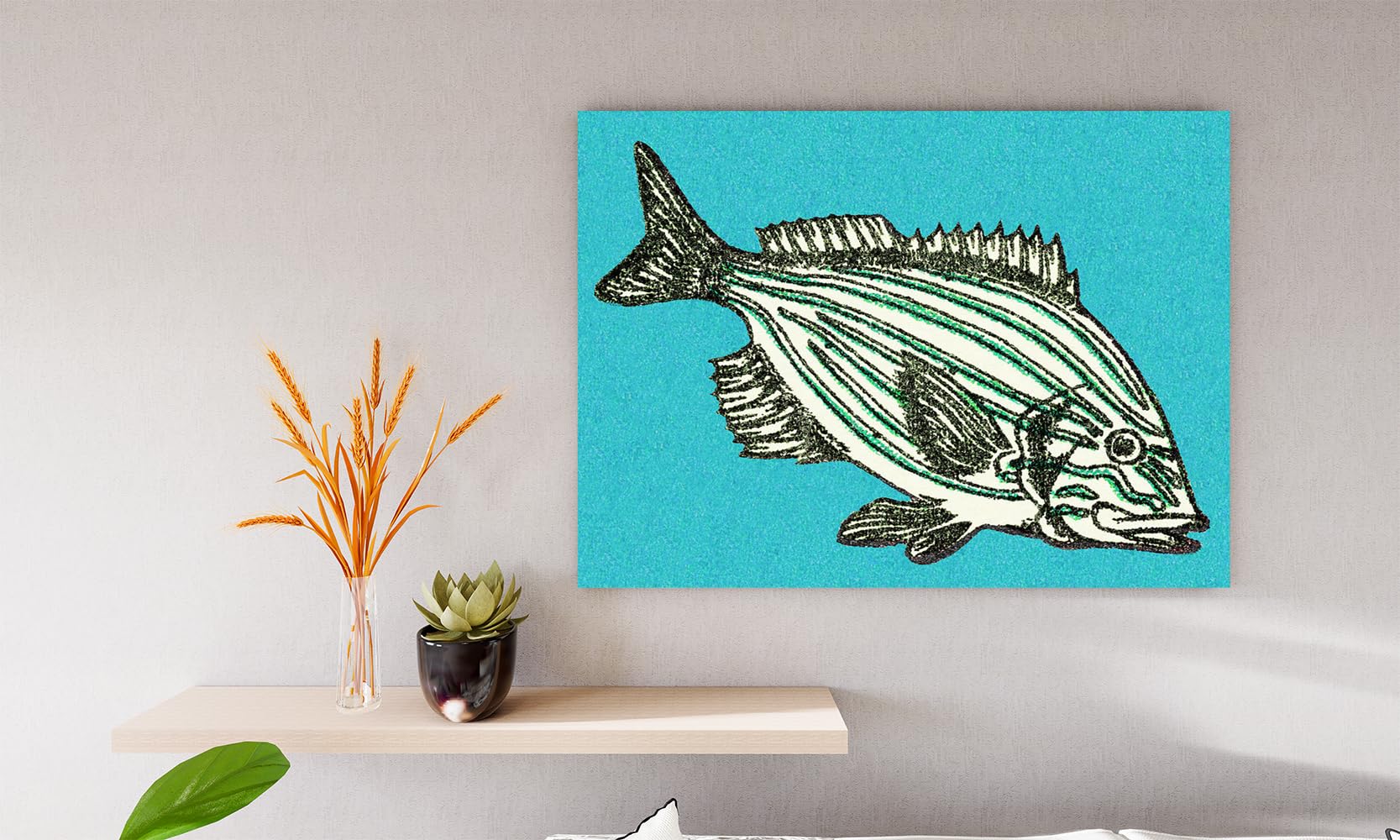 VERRE ART Printed Framed Canvas Painting for Home Decor Office Wall Studio Wall Living Room Decoration (14x10inch Wrapped) - Fish (3)