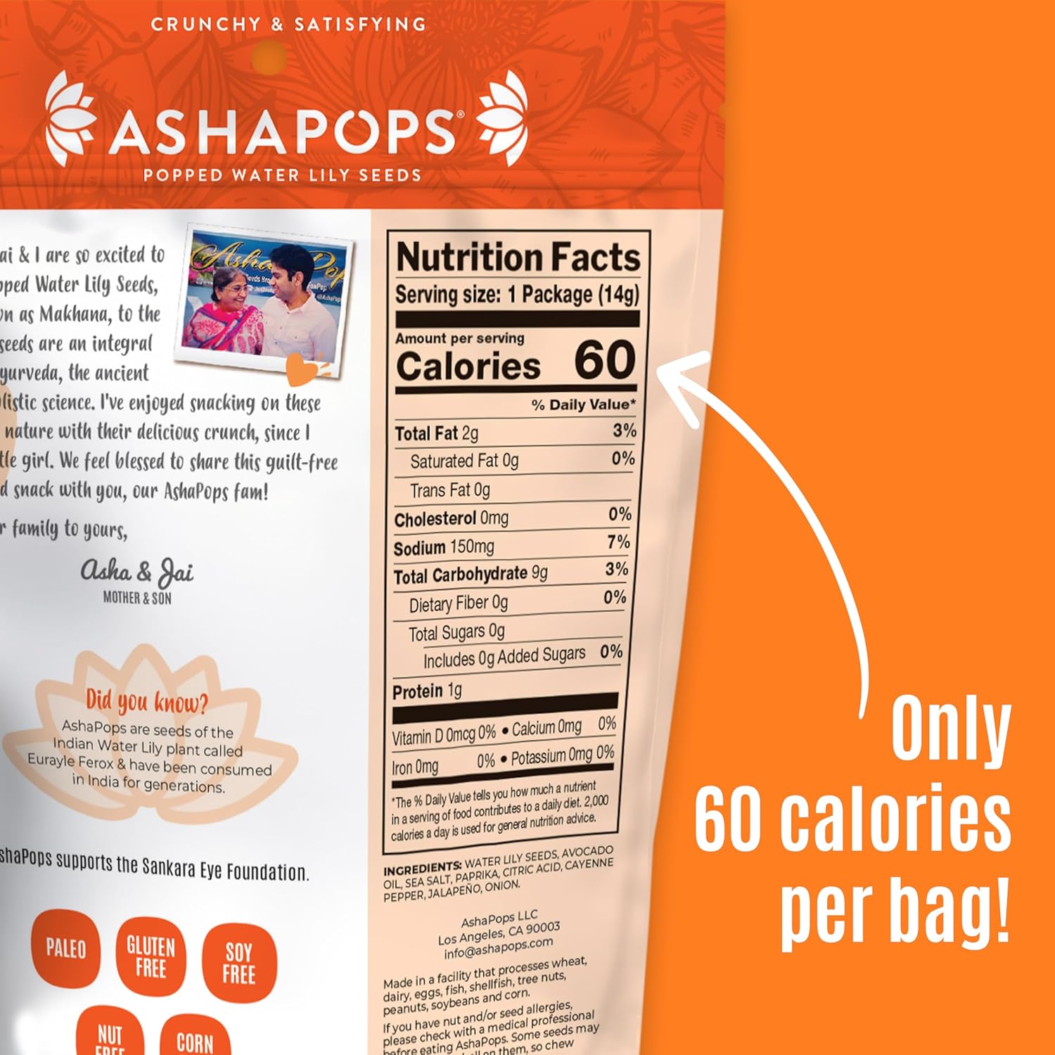 AshaPops Chili Flavored Popped Water Lily Seeds, 0.5 oz (Pack of 12) - Gluten-Free, Vegan, Paleo, Nut-Free, Corn-Free, Soy-Free, Non-GMO, Delicious Plant-Based Crunchy Snack