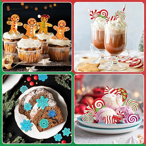 Miniatura 7 de Whaline Molde de silicona para caramelo de Navidad, 3 unidades, molde de silicona de copo de nieve de hombre de jengibre rosa, molde de caramelo de