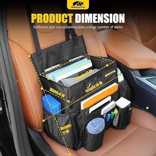 Vista 3 de MIKKUPPA Organizador de Asiento Delantero de Coche - Organizador de Asiento de Pasajero Mejorado y Ampliado con Almacenamiento Dedicado para Laptop