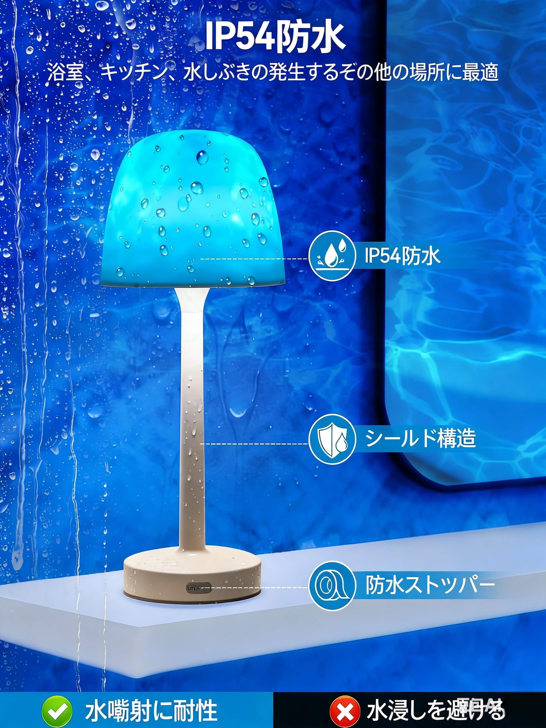 Amazon.co.jp: 【2in1間接照明】水面波紋 ライトコードレス/オーロラ