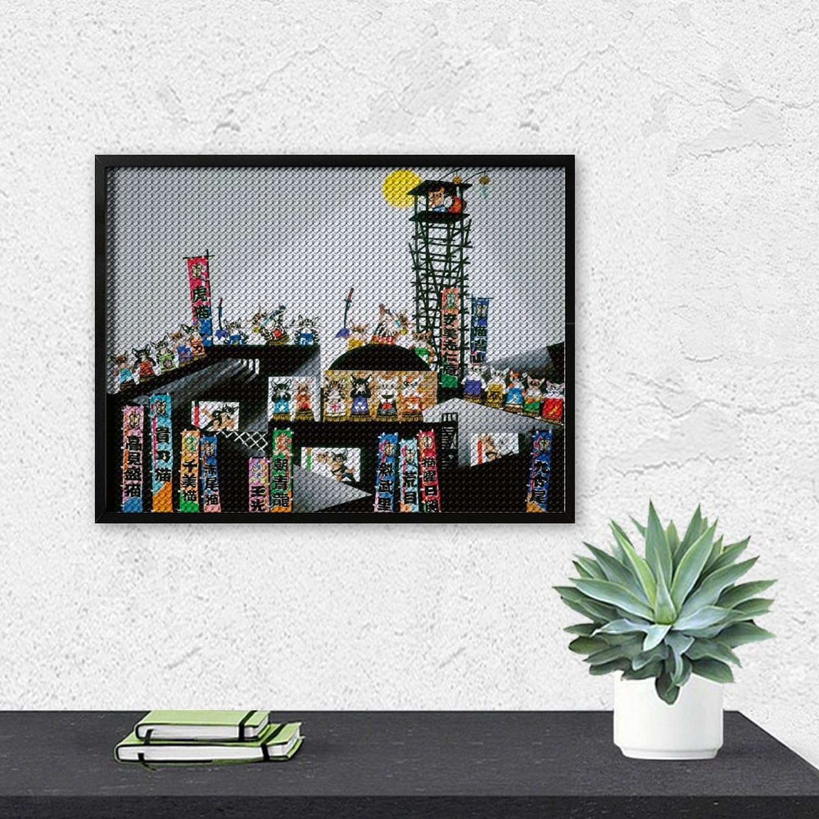 Amazon.co.jp: 藤城清治 猫相撲 ダイヤモンド画 5Dダイヤモンド塗装