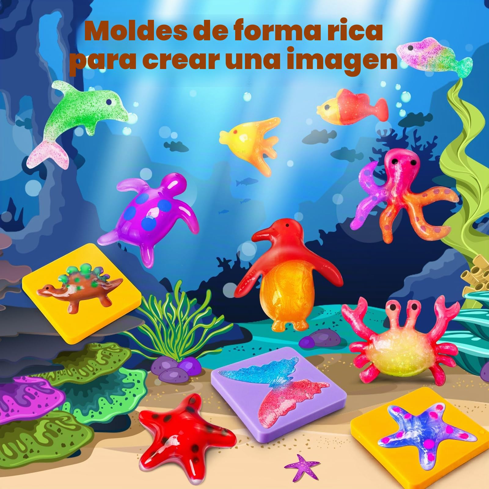UNGLINGA Kit de Juguete de Hadas de Agua mágica para niños, 34 Botellas de Gel de Color, Gel de Agua, CREA Tus Propios Animales acuáticos, Set de Manualidades acuáticas de Hadas para niñas y niños