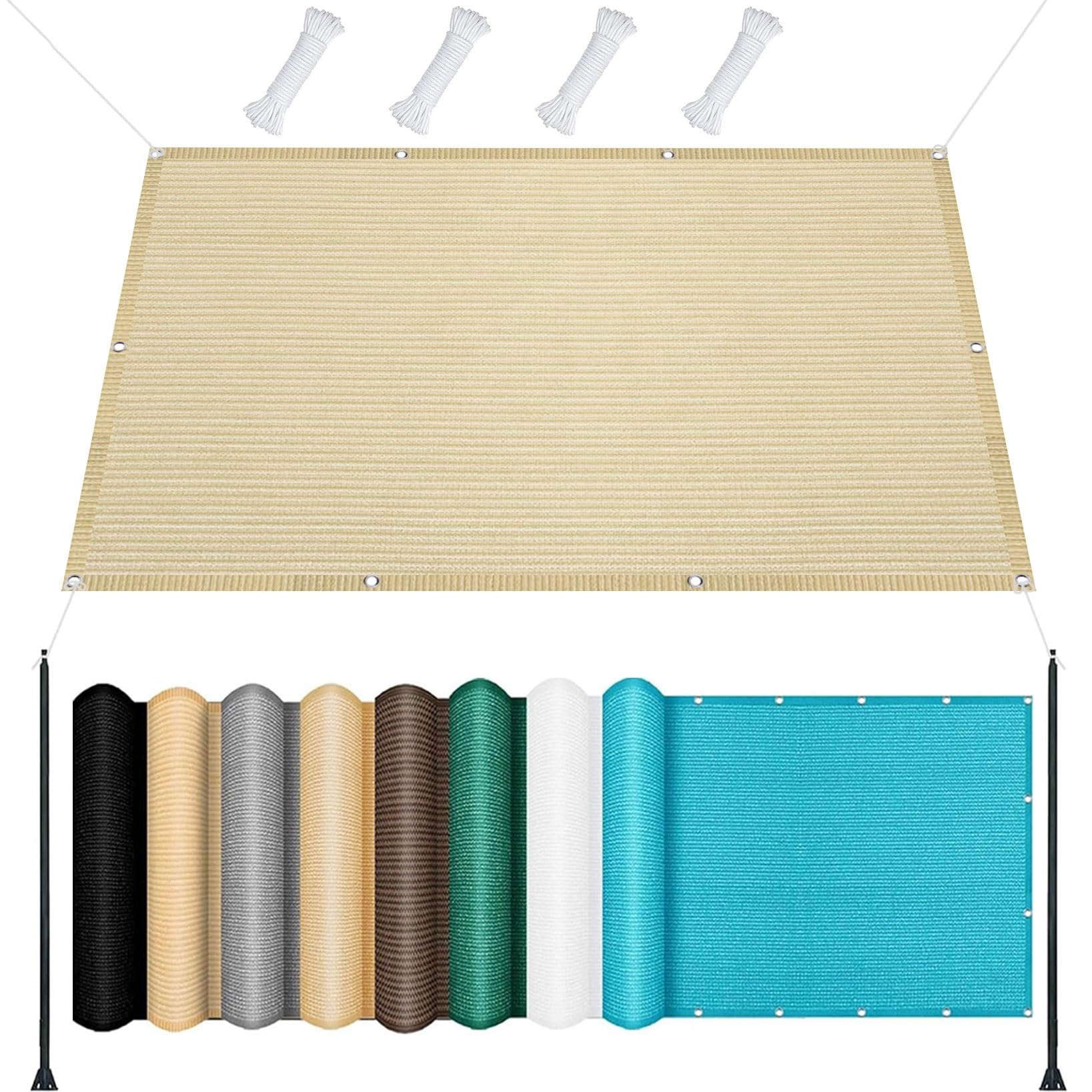 Toile multicolore d'ombrage haut de gamme de 1.5x6m avec oeillets robustes