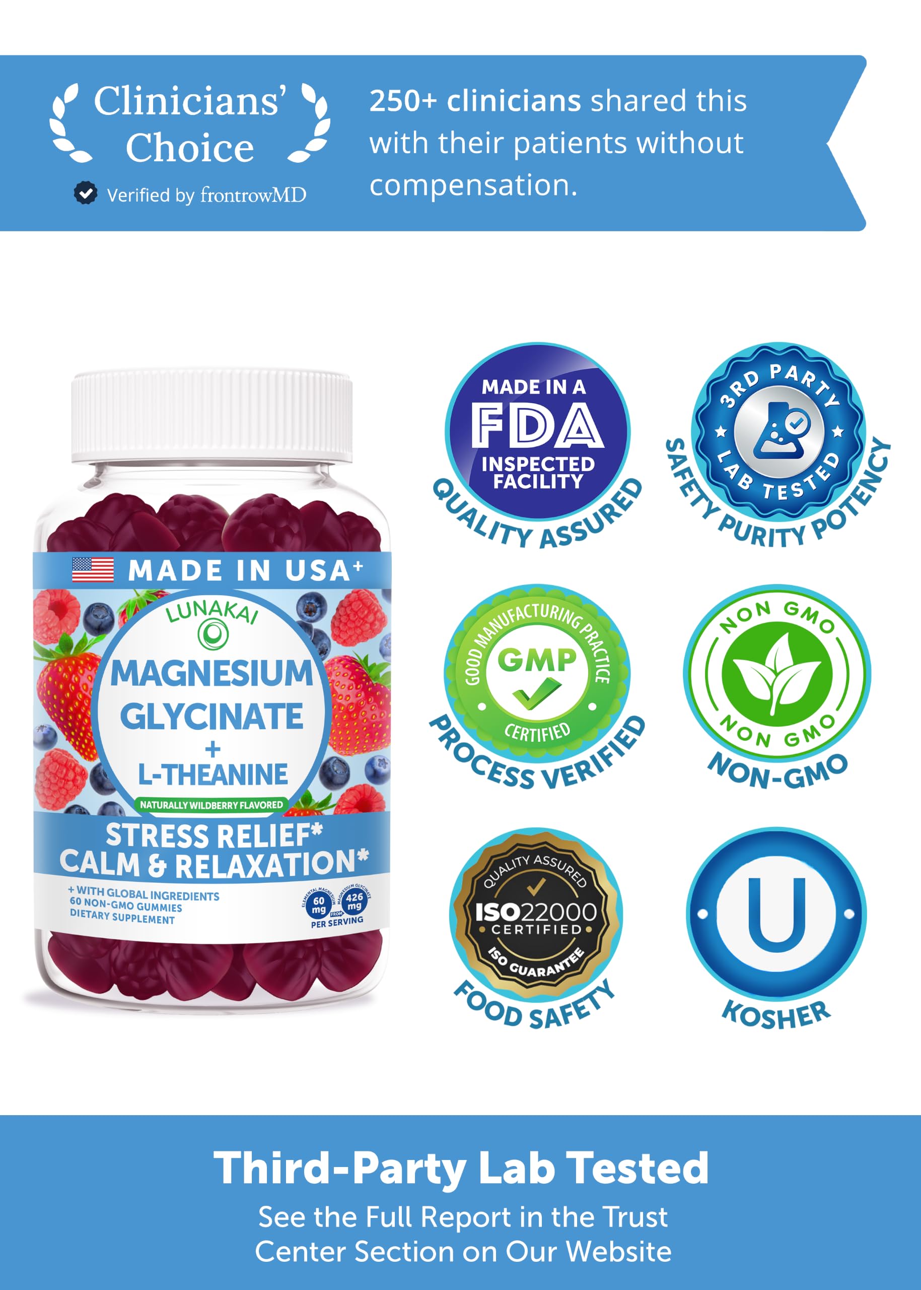 Lunakai USA Made Magnesium Glycinate Gummies 426mg with L-Theanine — Amazon image 2