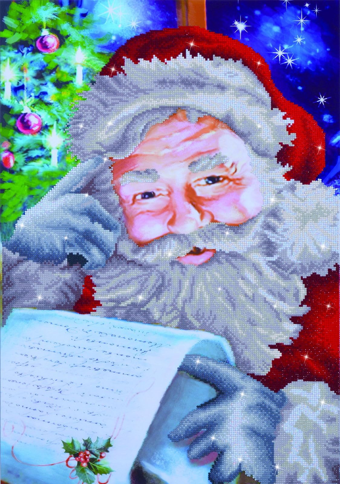 Diamond Dotz Santa's Wish Kit de Peinture au Diamant, Résine, Blanc, 50 x 72 cm