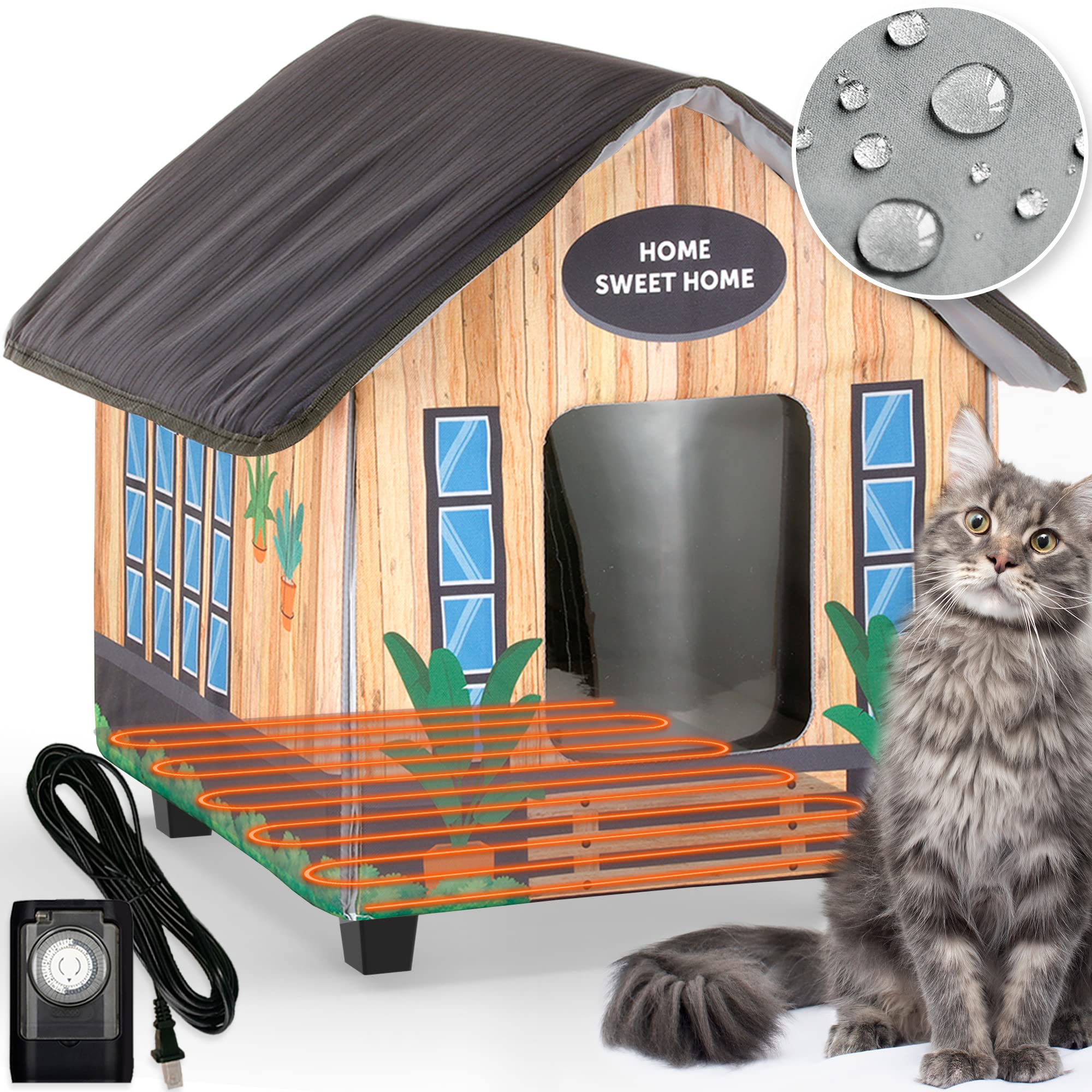 Buy PETYELLA Heated cat Houses for Outdoor Cats in Winter Heated