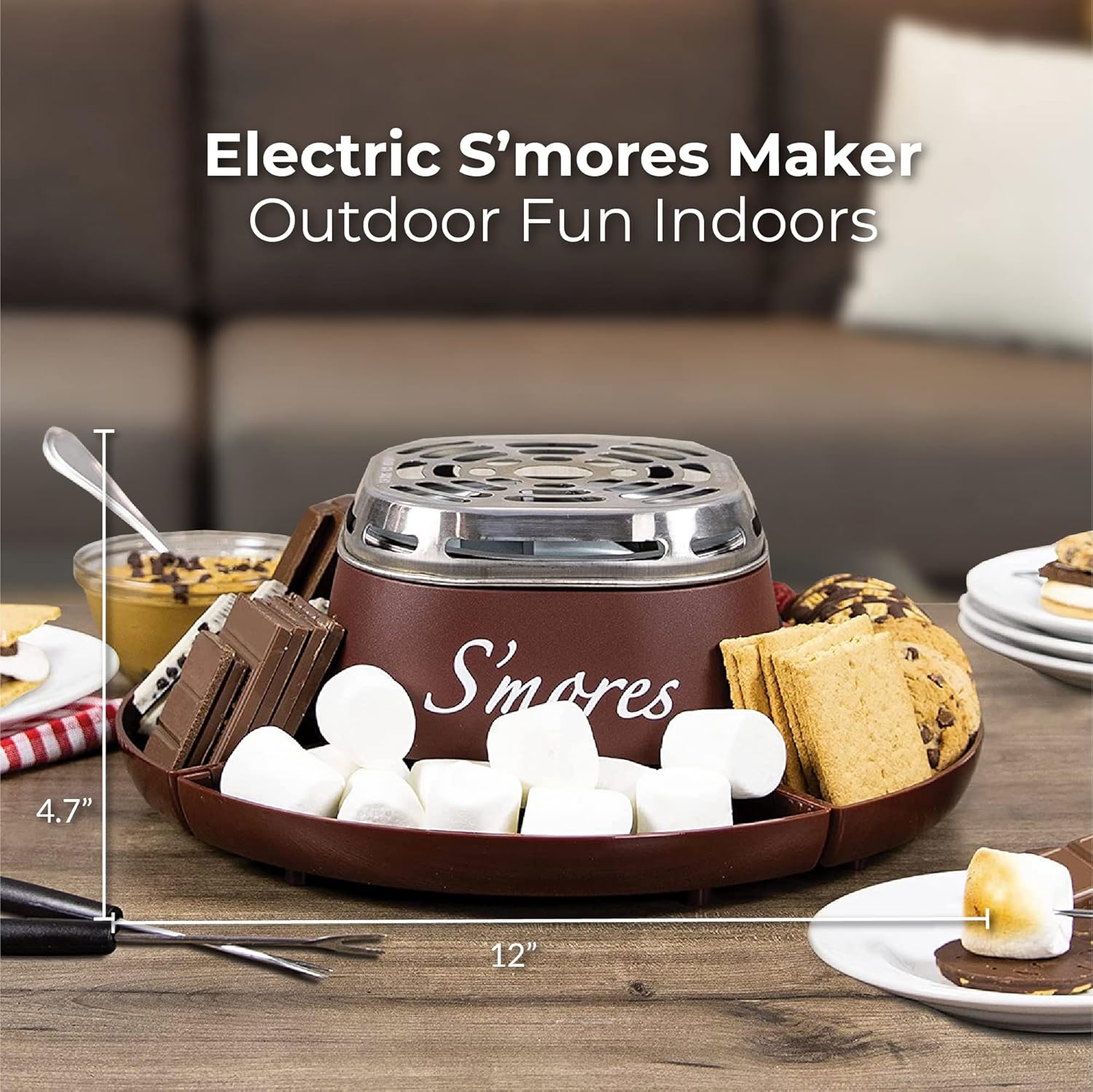 Nostalgia Tabletop Indoor Electric S’mores Maker Smores Kit With
