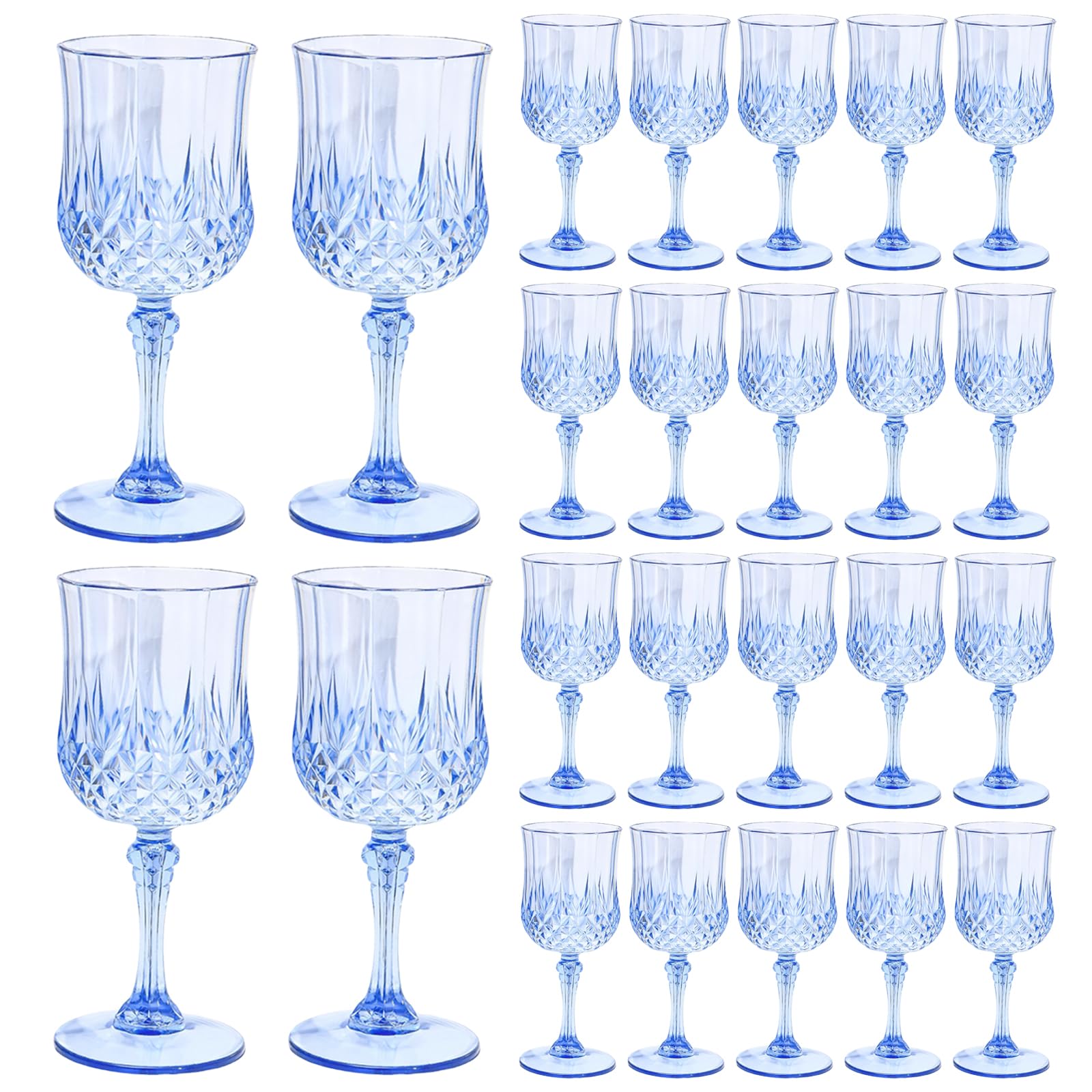 Gobelets de table, collection de 24 pièces en verre gaufré pour les moments de port, hébergement de réception, service de boissons de pique-nique, gobelets en relief, verres à vin, tasses de service