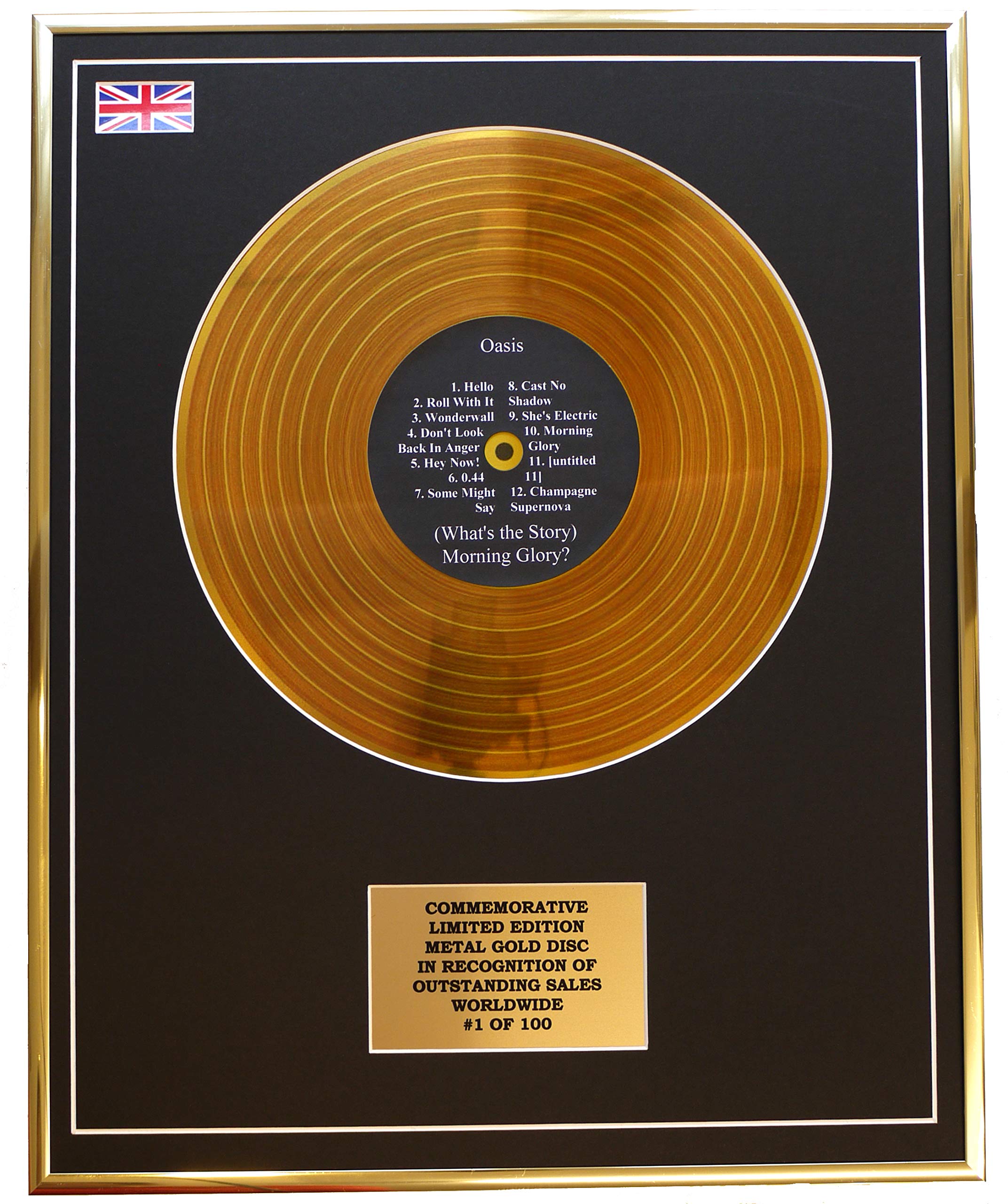 OASIS - (WHAT'S THE STORY) MORNING GLORY? METAL GOLD RECORD DISPLAY COMMEMORATIVE LTD EDITION