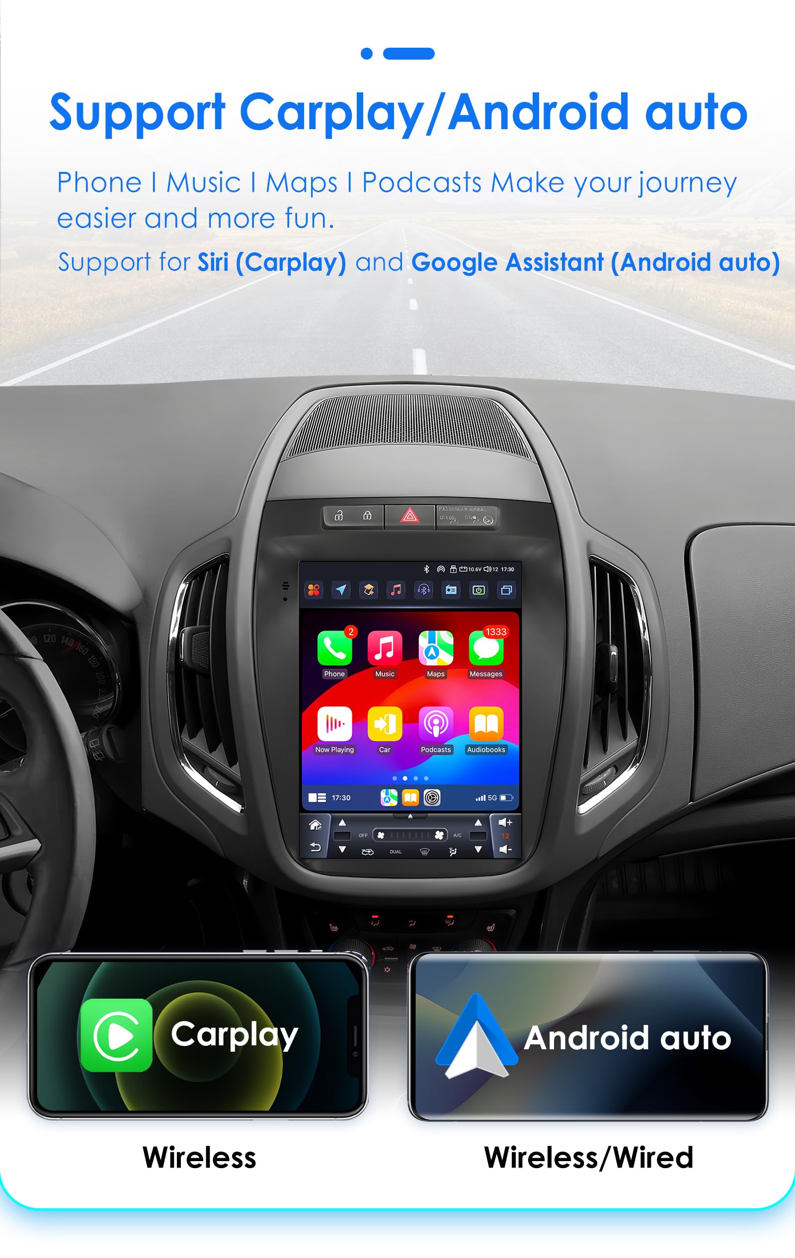 Android 14 Autoradio 9.7 pollici Touchscreen 8 core 4 GB + 32 GB per Opel Zafira C/Vauxhall Zafira C 2010-2016 WiFi Wireless Android Auto & Wireless Carplay Bluetooth WiFi 4G GPS RDS AM/FM