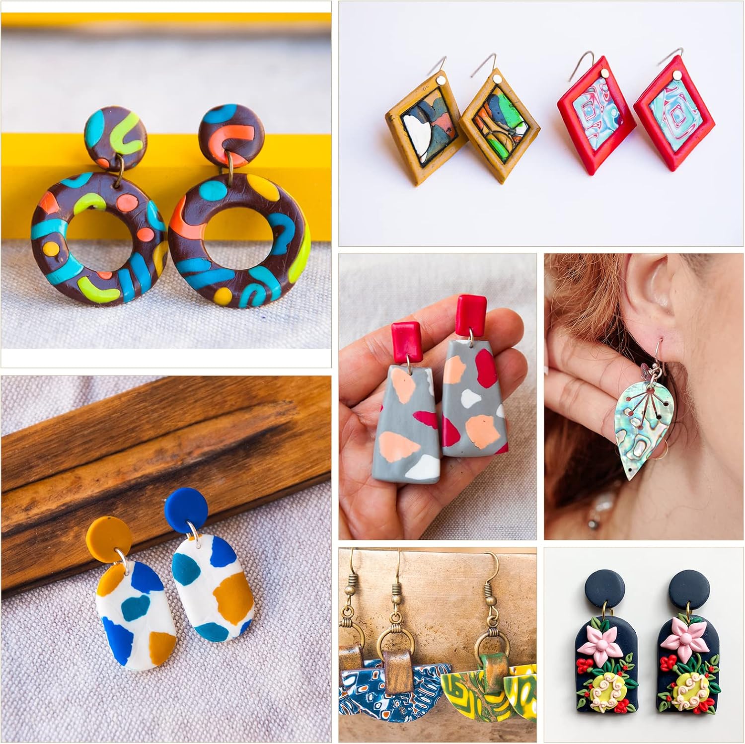 Caydo 44 Shapes Polymer Clay Cutters Set, Clay Earring Cutters Kit with 6pcs Polymer Clay Tools, 121 Earrings Accessories for Polymer Clay Jewelry Earring Making