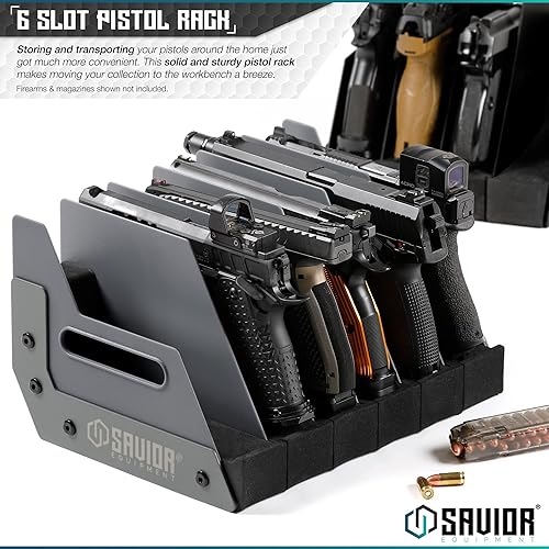 Miniatura 2 de Savior Equipment - Exhibidor para pistola, revólver, arma de fuego, para 4 a 8 de la mayoría de pistolas de cañón largo, espuma acolchada para