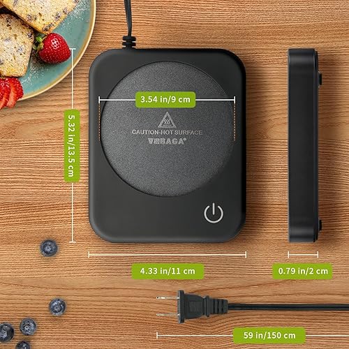 Miniatura 6 de VOBAGA Calentador de taza de café para escritorio con apagado automático y 3 ajustes de temperatura, calentador de taza de café con alerta