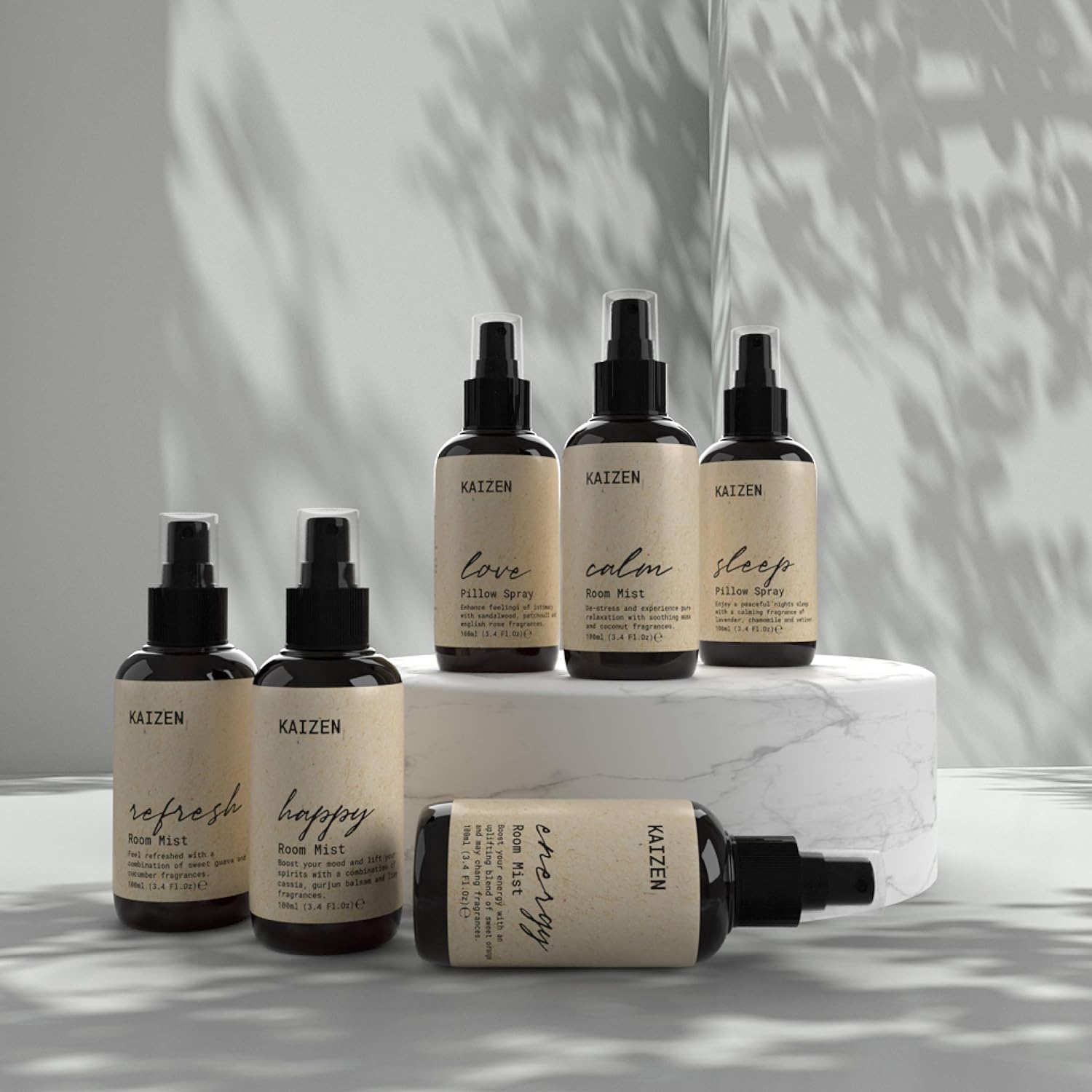 KAIZEN Natural Room Spray with Delicate Coconut Fragrance - Soft Mist Room Freshener Spray For Stress Relief & Anxiety Relief - Pillow Spray for Sleeping - Natural Air Freshener Spray, 3.38 Fl Oz: Health & Personal Care