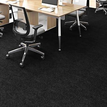 Livelynine Black Carpet Tiles with Padding Attached Black Carpet Squares Padded Non Slip Washable Rug Tiles for Floor Kitchen Tile 4pcs 11.8x11.8 Flooring for Bedroom Basement Home Kids Basement