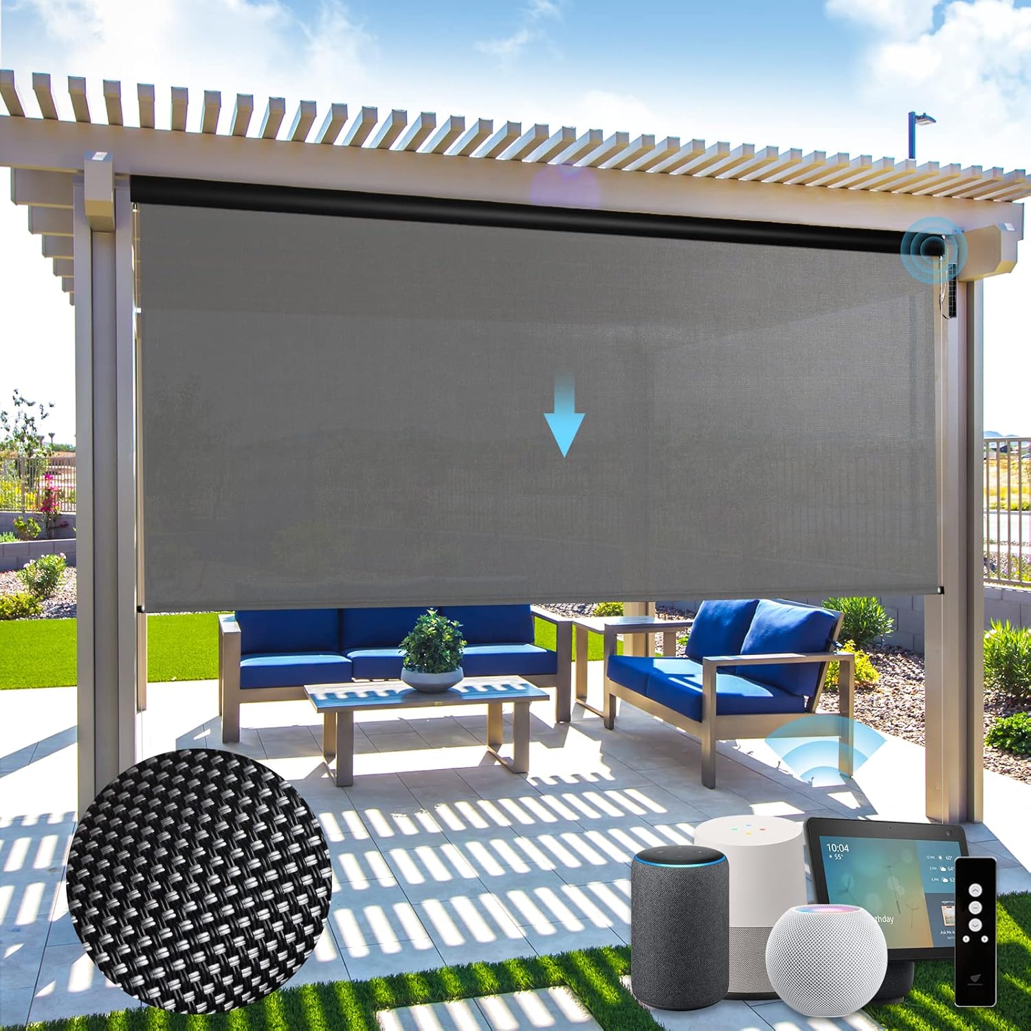 SmartWings Motorized Outdoor Patio Shades, Compatible with Zigbee/Alexa