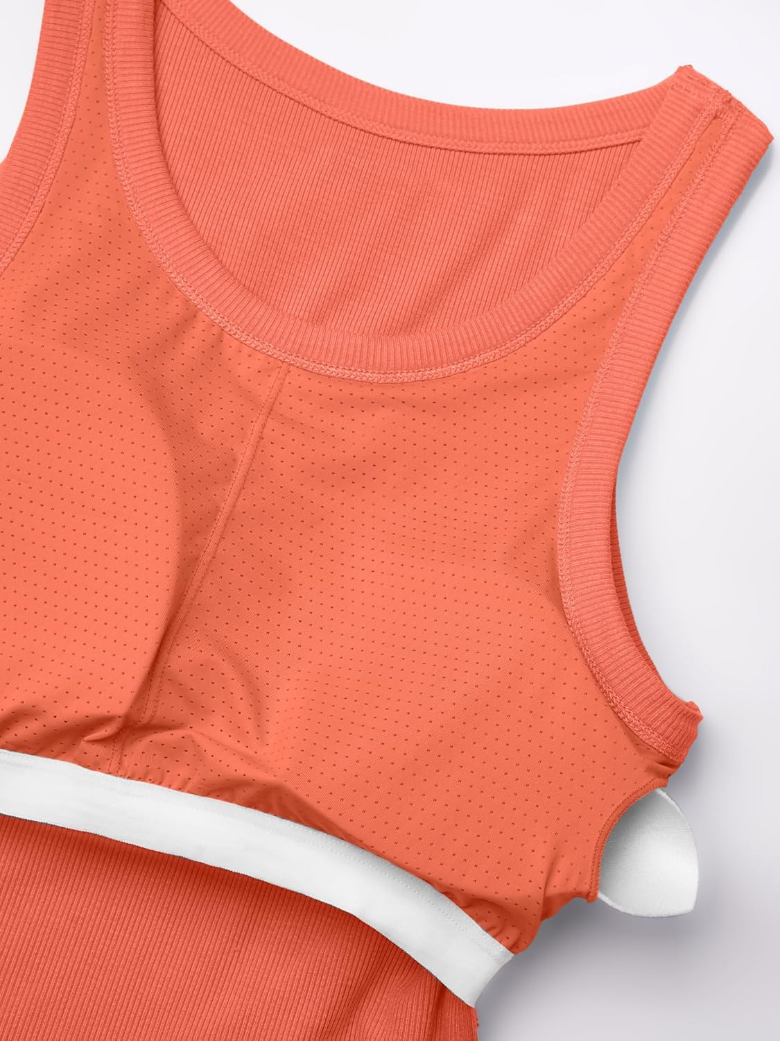 Tank Top for Women Built in Bra High Neck Ribbed Basics Tops Racerback Fitted Bra Tanks - Image 5