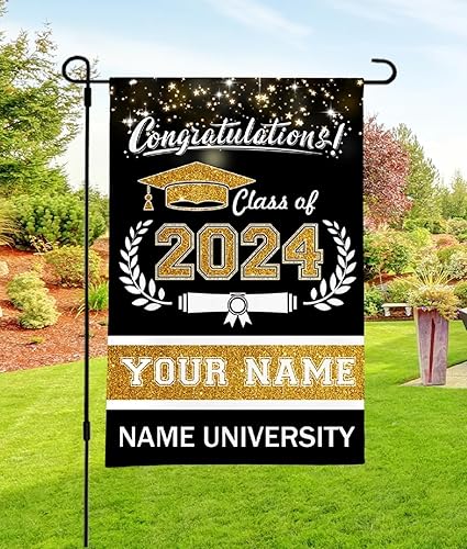 Bandera de jardín de graduación 2023, letrero de graduación 2023, decoraciones de graduación de felicitaciones para la clase de 2023, graduación de