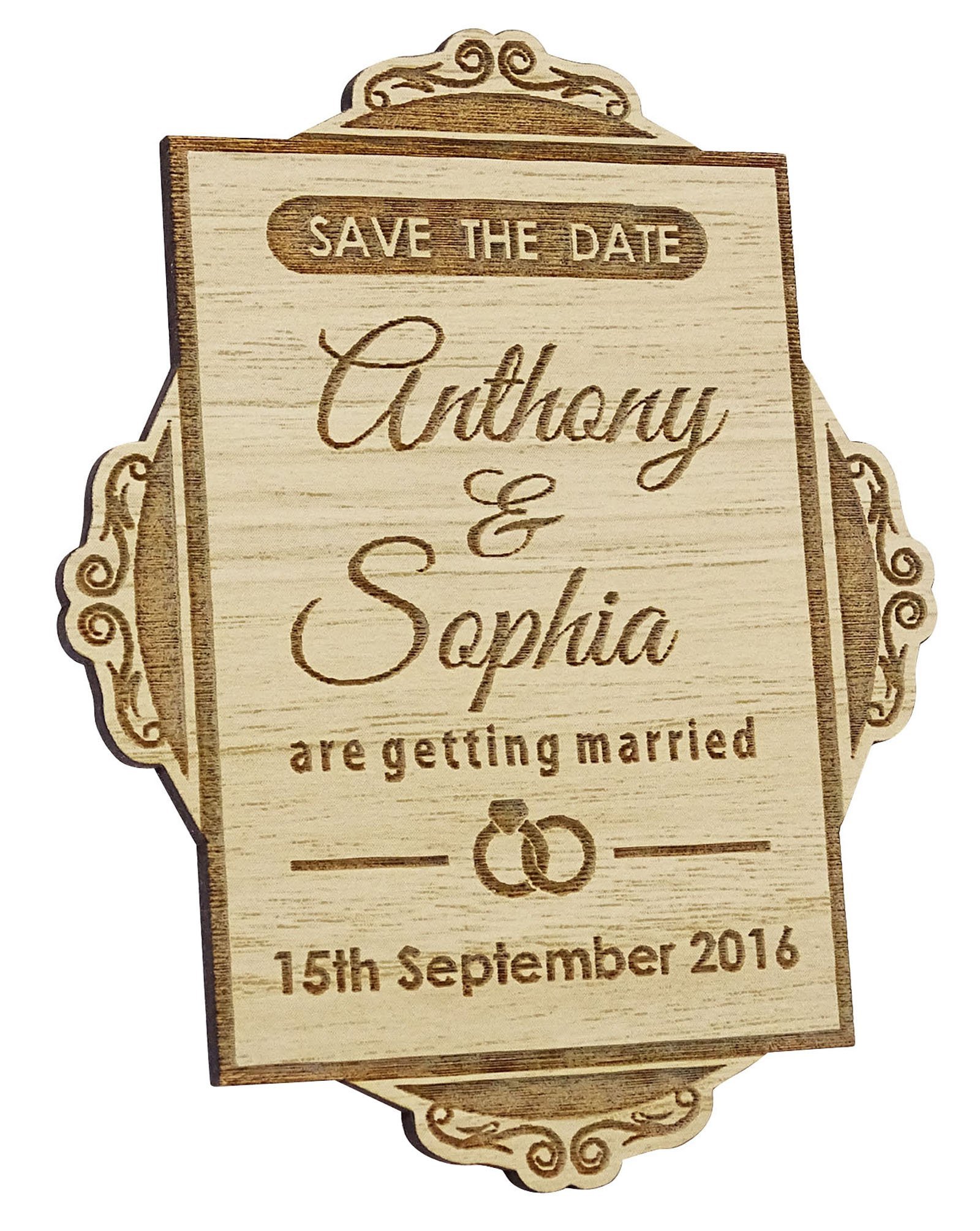 Darling Souvenir Boda de Madera rústica imán de la Fecha 25 de Encargo Grabado Imán del Regalo Personalizada