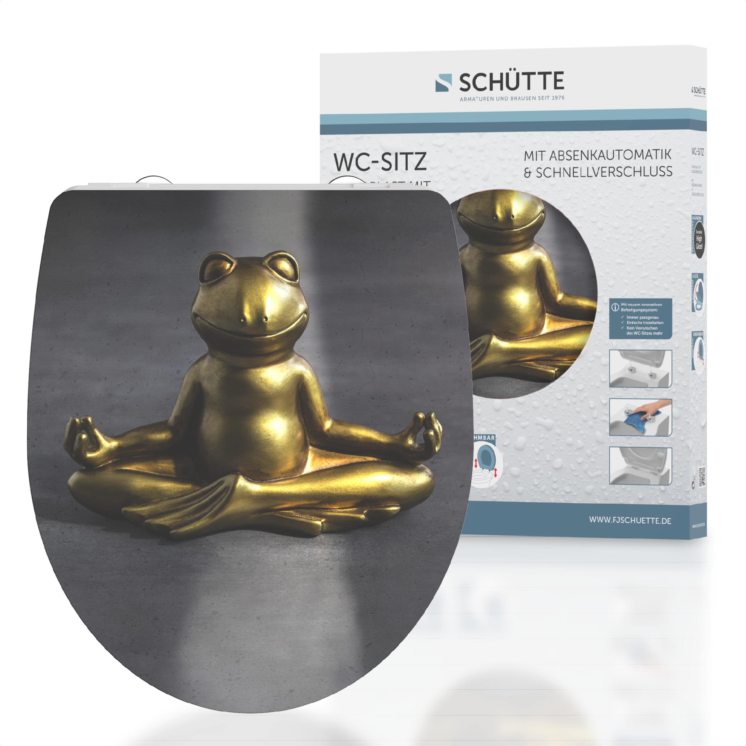 SCHÜTTE 82581 - Sedile WC in Duroplast High Gloss, con abbassamento automatico e chiusura rapida, motivo rana