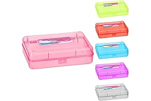 Enday Plastic Pink Pencil Box Case for School & Office