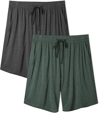 DAVID ARCHY Cloud-Soft Bamboo Rayon Mens Pajama Shorts Ultra-Cooling Sleep Shorts for Hot Sleepers, Breathable Lounge Wear