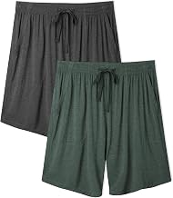 DAVID ARCHY Pyjama Shorts Men Bamboo Pajama Sleep Shorts Men Soft&Cool Men's Pyjama Shorts Bottoms with Pockets 2 Pack