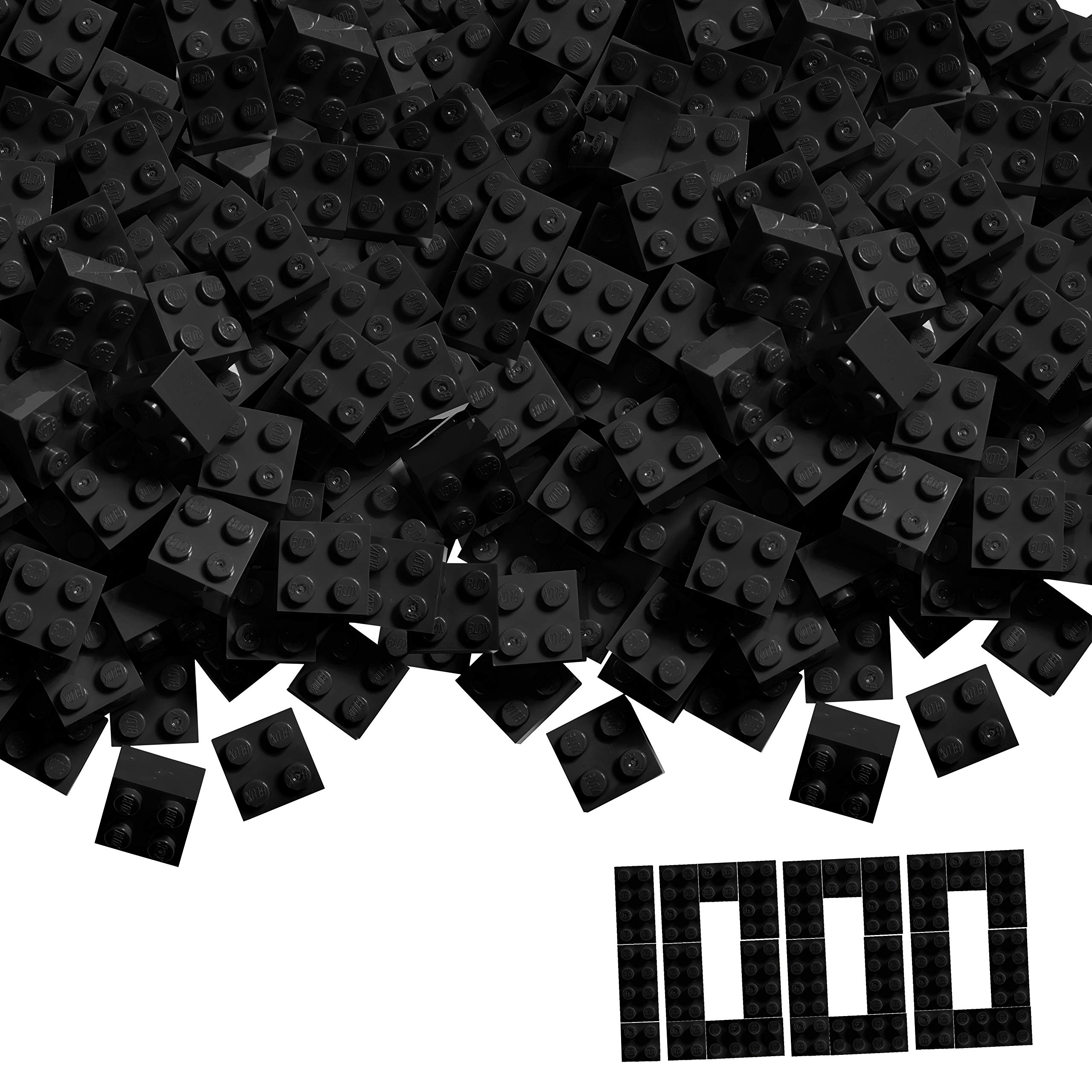 Simba 104114120 - Blox, 1000 Schwarze Bausteine für Kinder ab 3 Jahren, 4er Steine, im Karton, vollkompatibel mit vielen Anderen Herstellern
