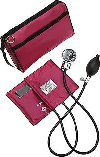 ADC Diagnostix 778 Pocket Aneroid Sphygmomanometer with Adcuff Nylon Blood Pressure Cuff, Adult, and Carrying Case, Magenta