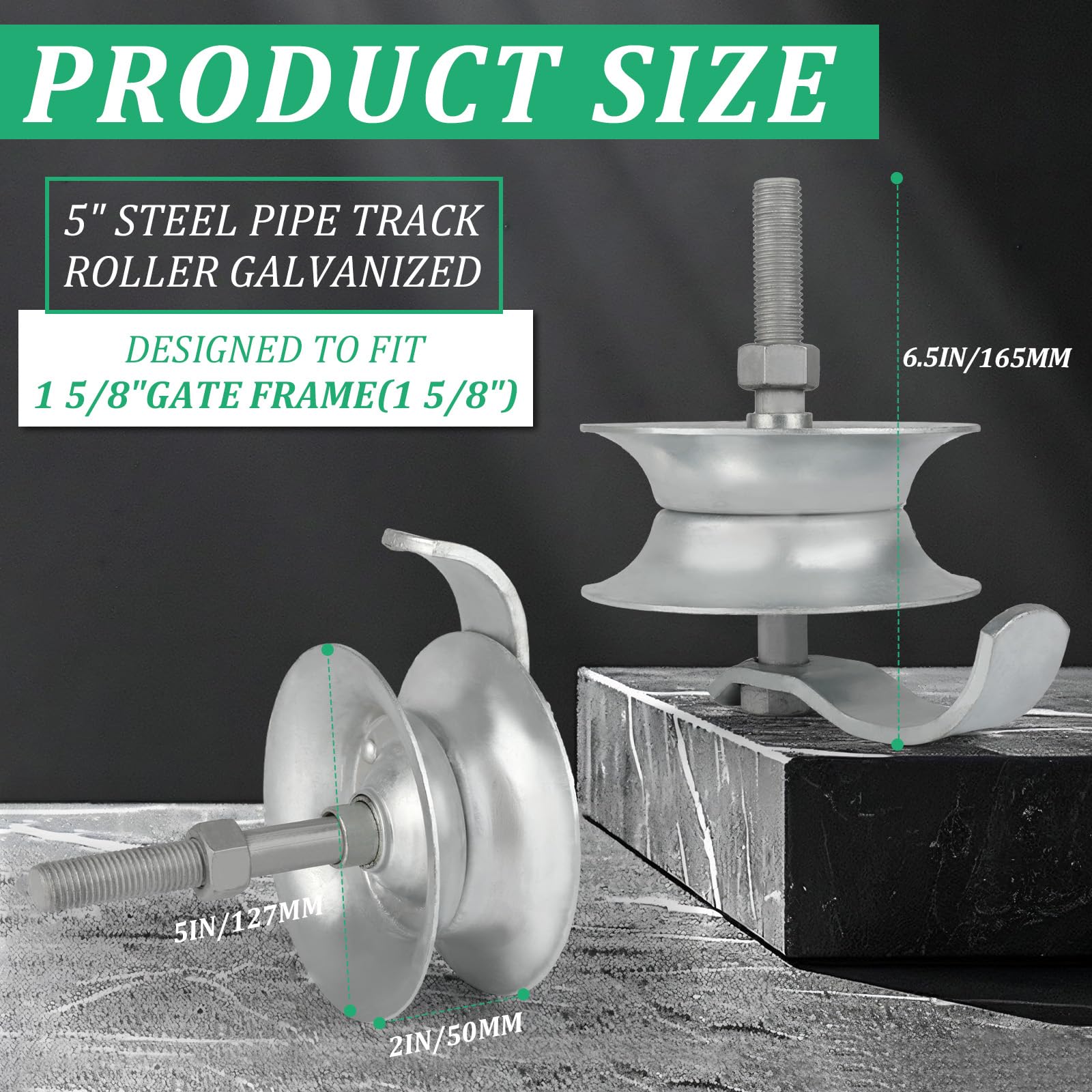 Sliding Gate Rollers - 2 Pack Durable Steel -5 Sliding Gate Rollers - 2 Pack Durable Steel -5