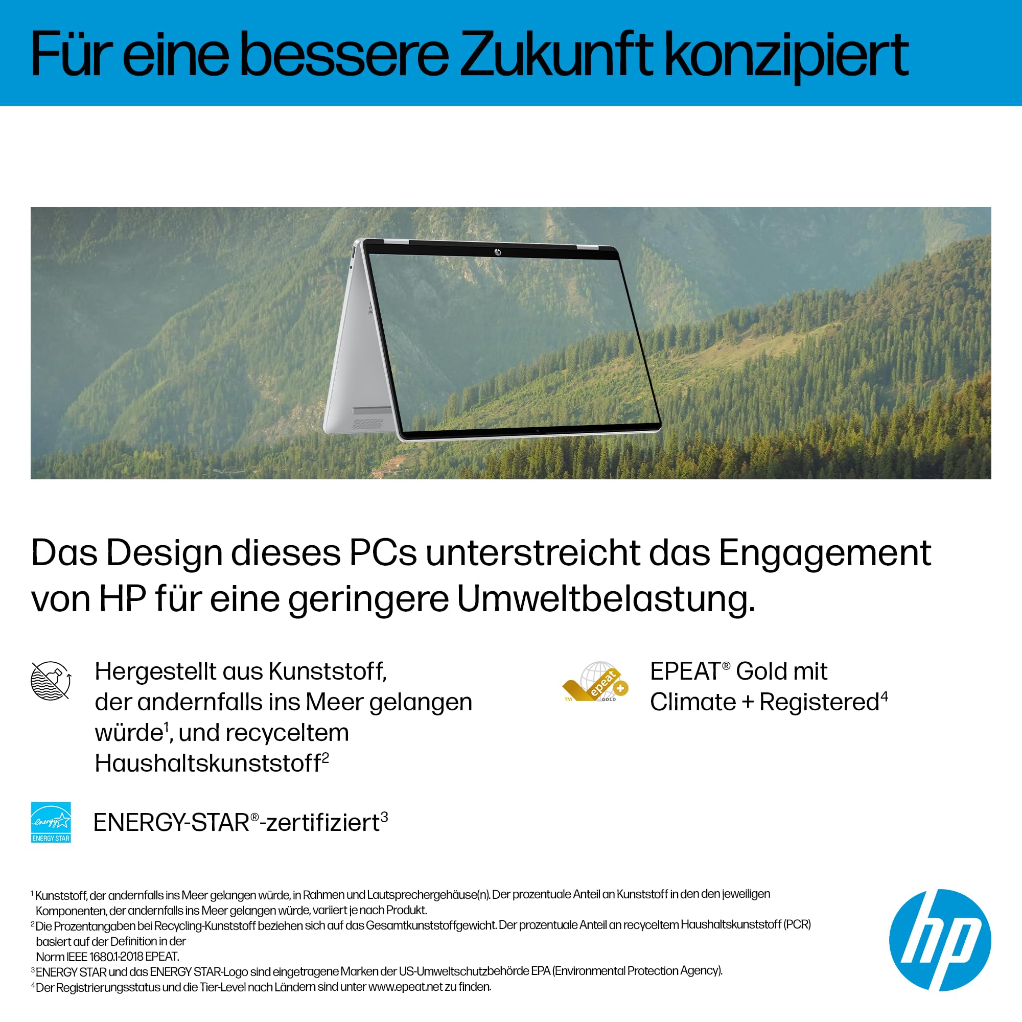 HP OmniBook 5 Flip 14-fp0254ng 2 in 1 Convertible Laptop, 14 Zoll 2K-Touchscreen, Intel Core i5-1334U, 16 GB RAM, 512 GB SSD, Windows 11 Home, Silber