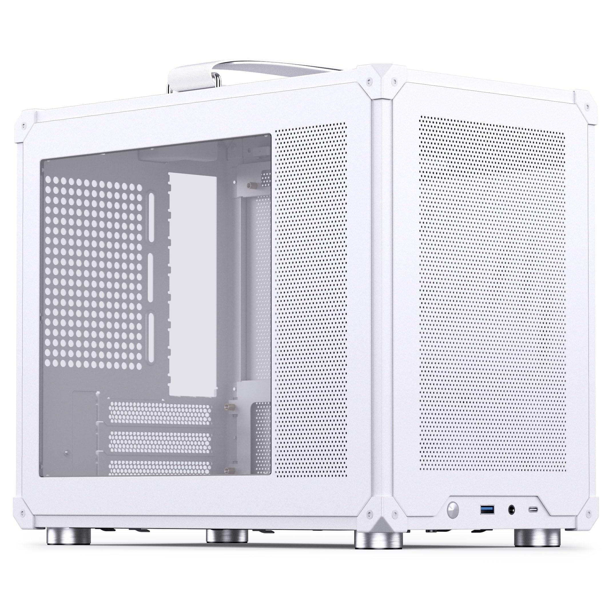 Jonsbo C6 MAX Case PC bianco – case mATX compatto con maniglia, mesh per il flusso d’aria, spazio per GPU fino a 335mm, dissipatore CPU fino a 170mm, 5 posizioni per ventole