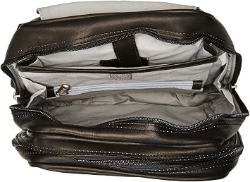 Piel Leather Flap-Over Tablet Backpack, Black, One Size