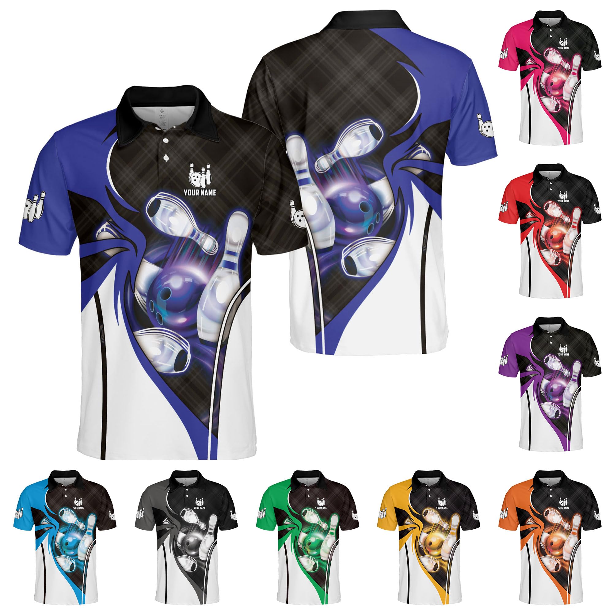 Custom Bowling Polo Shirt Personalized 3D Team Name Bowling Shirts for Men Women Jersey Unisex Bowler Short Sleeve Gift Tee (Polyester Blend, PL 15)