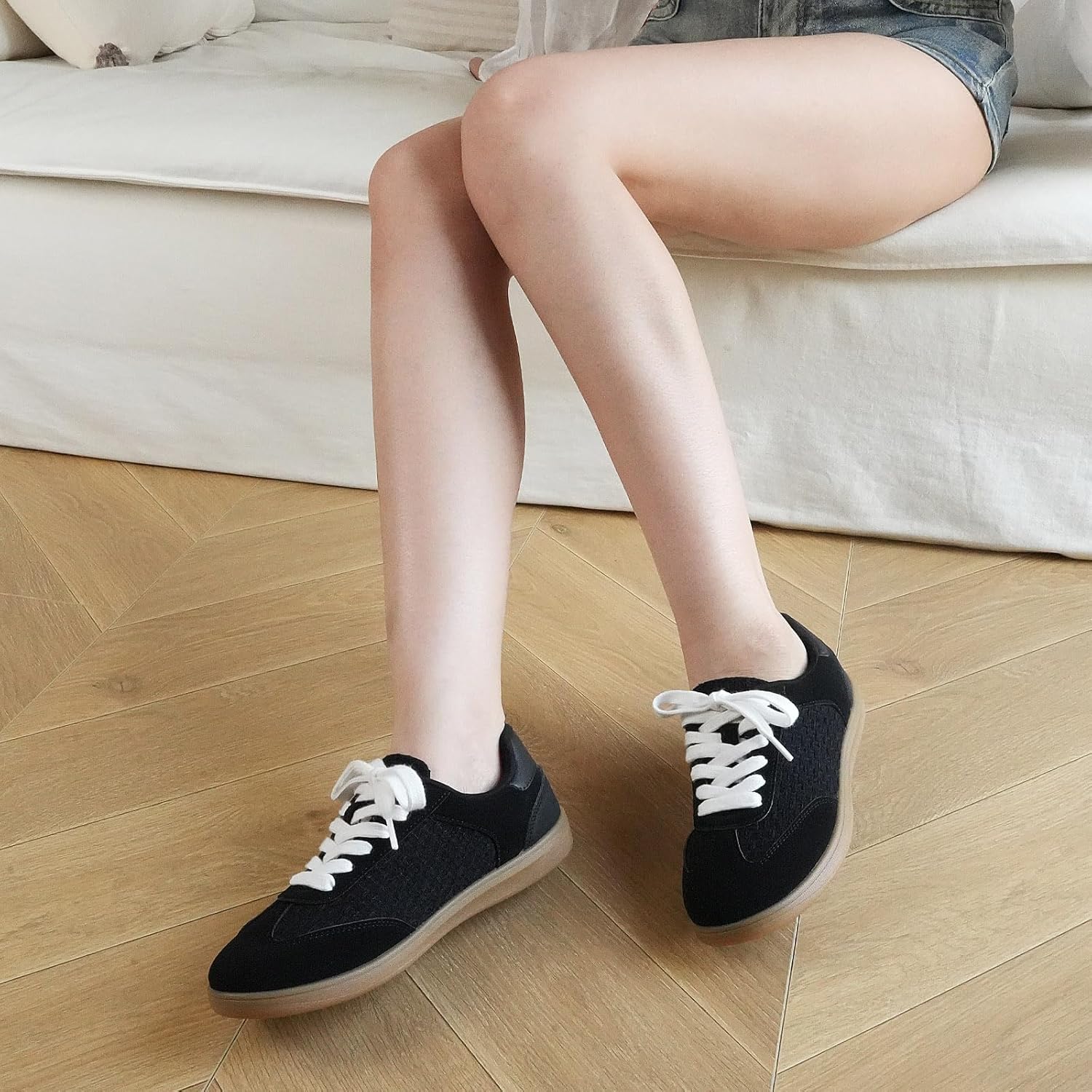 JENN ARDOR Women's Fashion Sneakers:Non-Slip Rubber Sneakers for Walking, Breathable Faux Leather & Suede Upper, Memory Foam Insole Womens Shoes for Daily Wear & Casual Outfits - Image 3