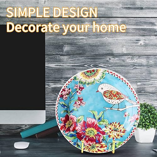 Miniatura 8 de Kruodop Soportes de placa de 6 pulgadas para exhibición, paquete de 5 soportes para platos, soporte de caballete con marco de metal dorado para