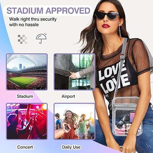 Miniatura 6 de Bolso bandolera transparente aprobado para estadios, bolso transparente, bandolera transparente con correa ajustable