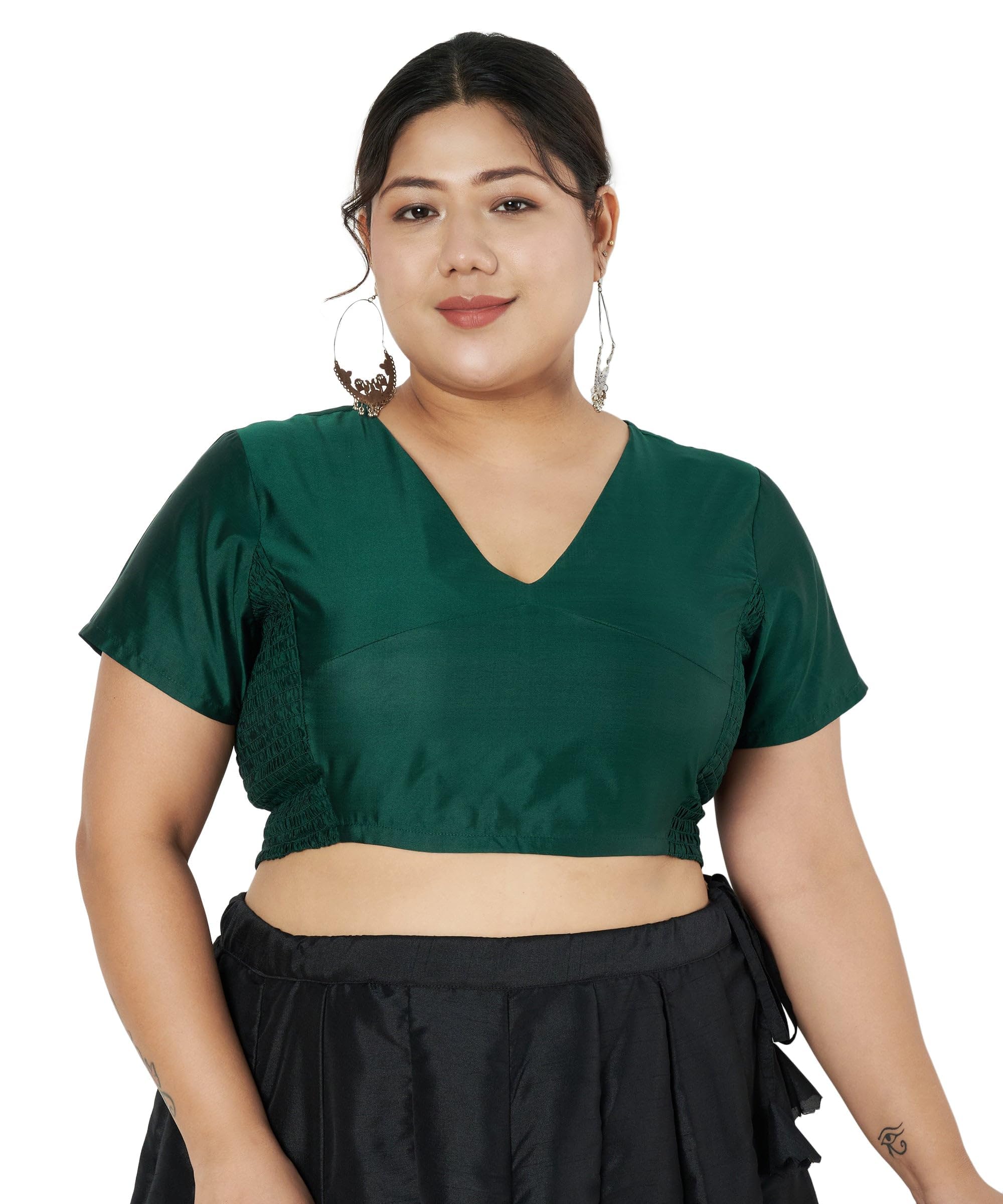 women's plus size silk blend stretchable crop top for wedding festive party