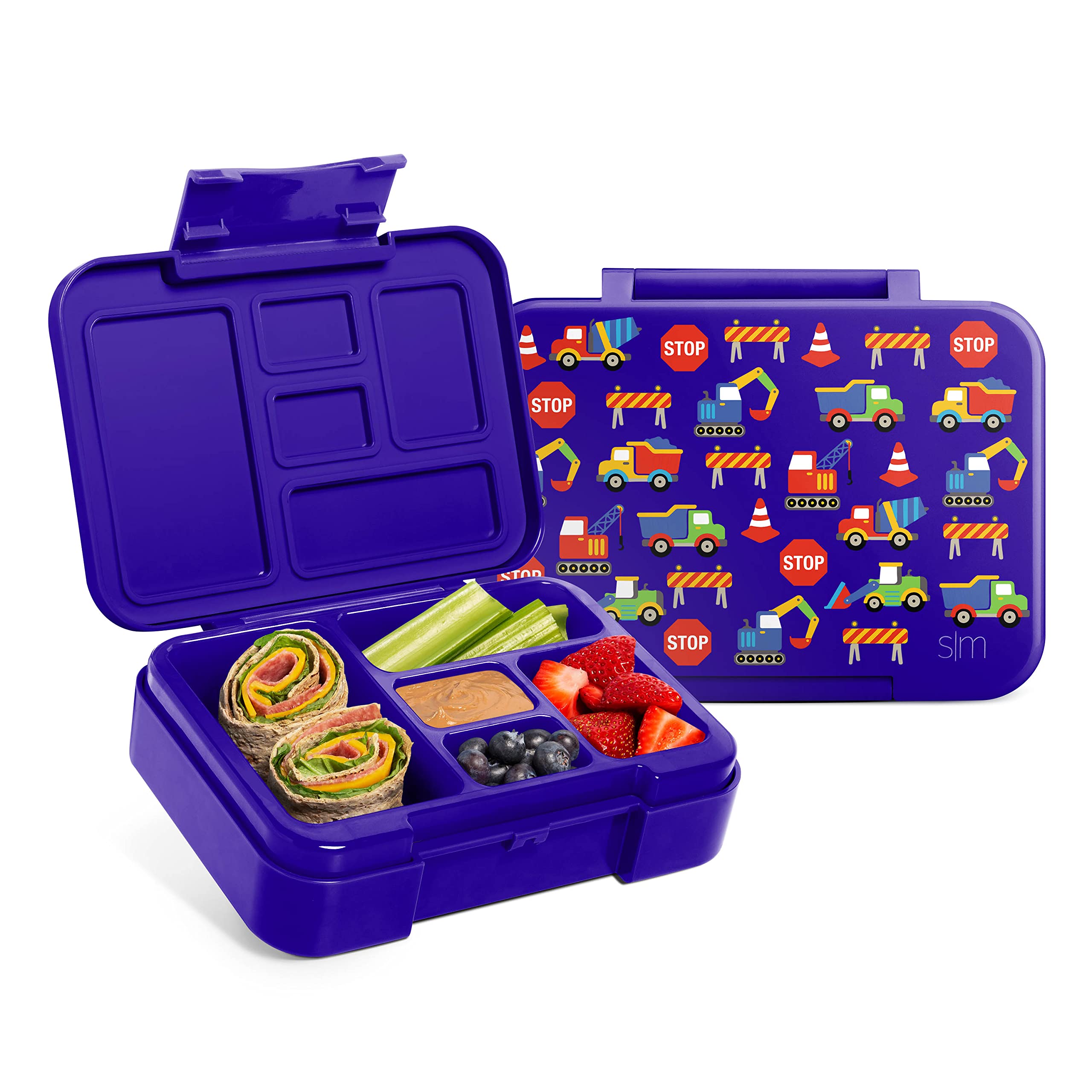 Simple ModernBento Lunch Box for Kids BPAFree Leakproof Lunch Container for Girls, Boys, Toddlers with 5 Compartments Porter Collection 30oz Under Construction, 30oz Bento Box, Under Construction